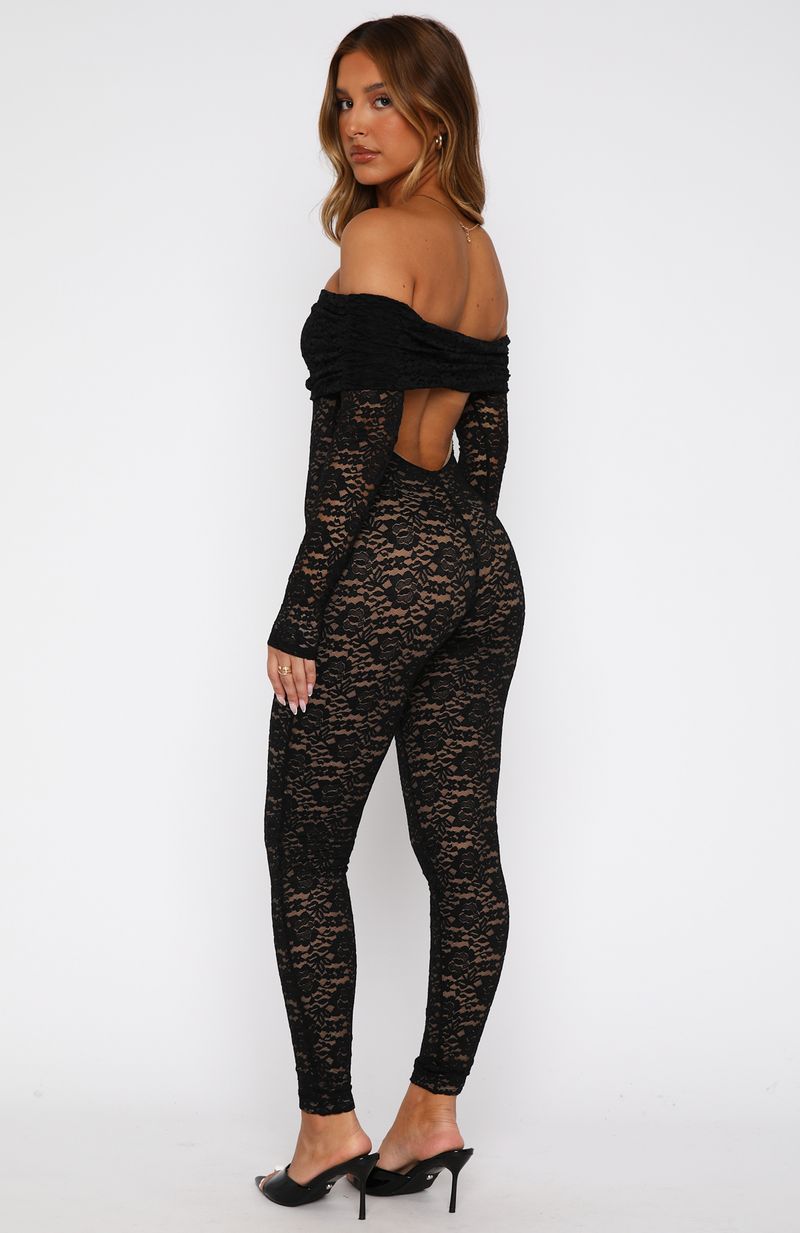 Trending Evening Soiree Long Sleeve Jumpsuit Black