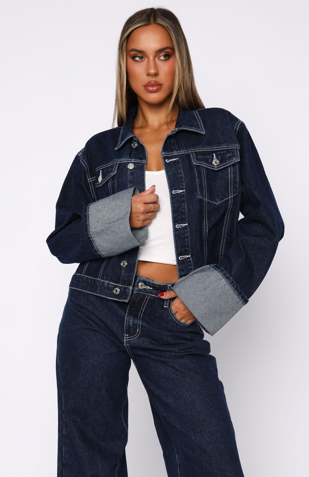 Trending Charlotte Denim Jacket Dark Indigo Wash