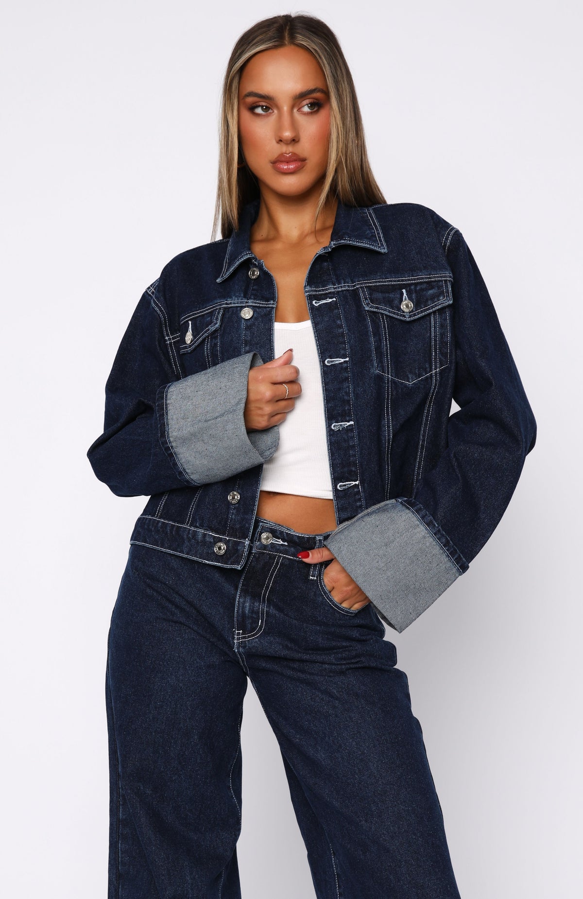 Trending Charlotte Denim Jacket Dark Indigo Wash