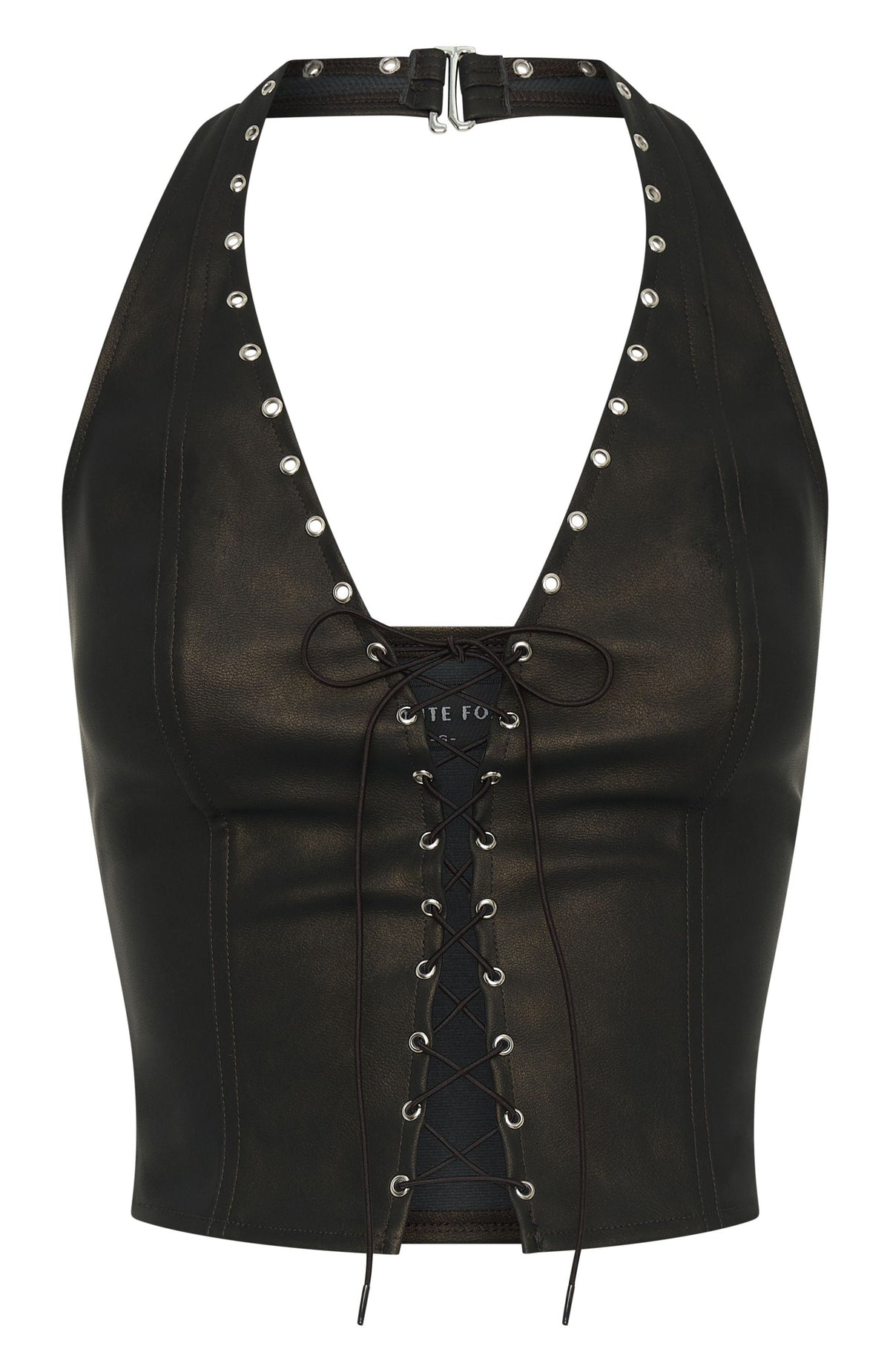 Trending Falling Star PU Bustier Chocolate