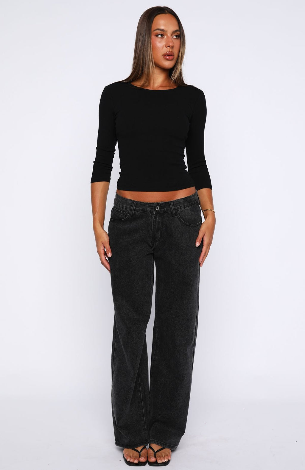 Trending Soft Focus 34 Sleeve Top Black