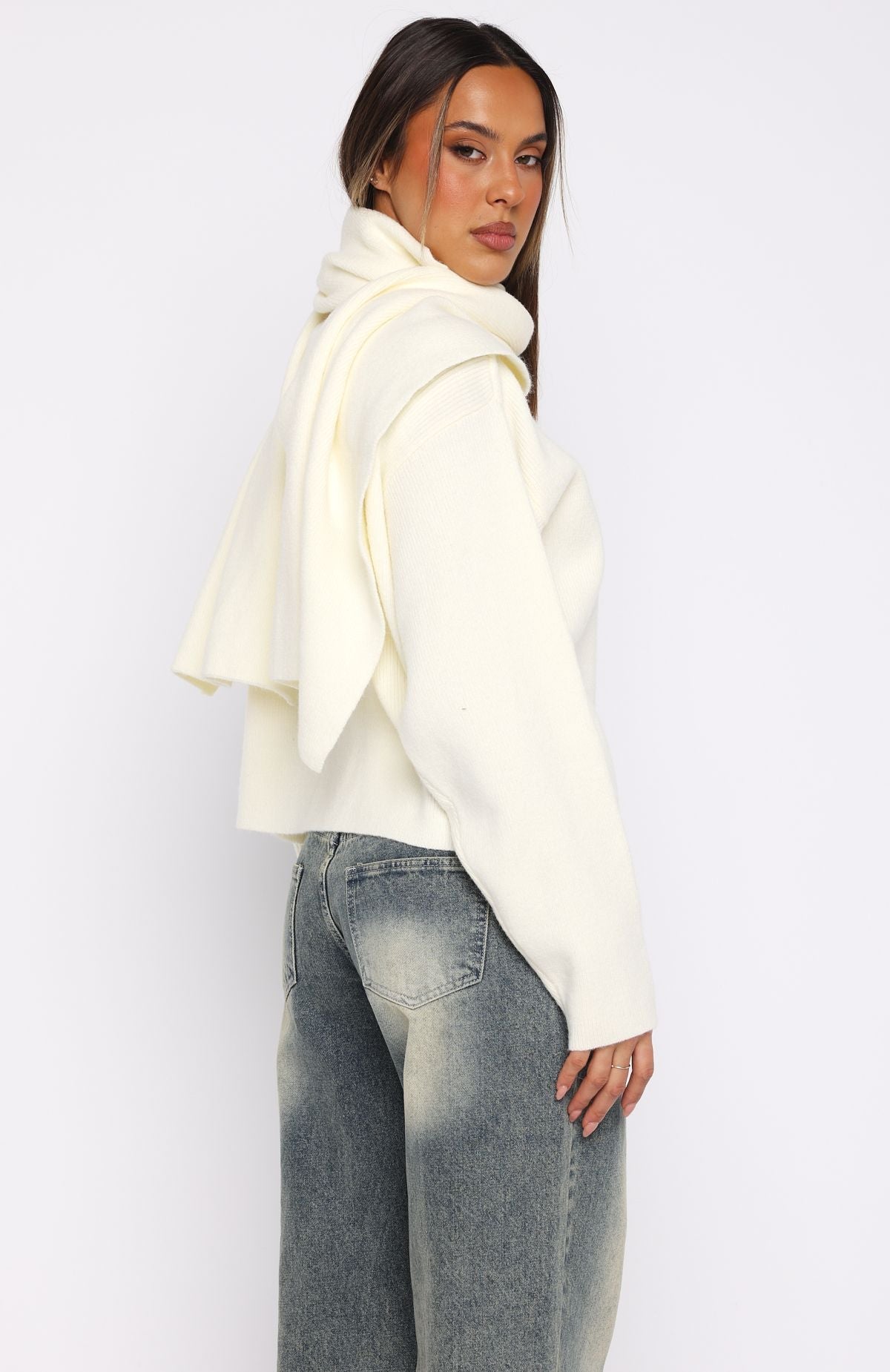 Trending Luxe Layers Knit Sweater Cream
