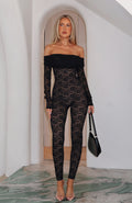 Trending Evening Soiree Long Sleeve Jumpsuit Black