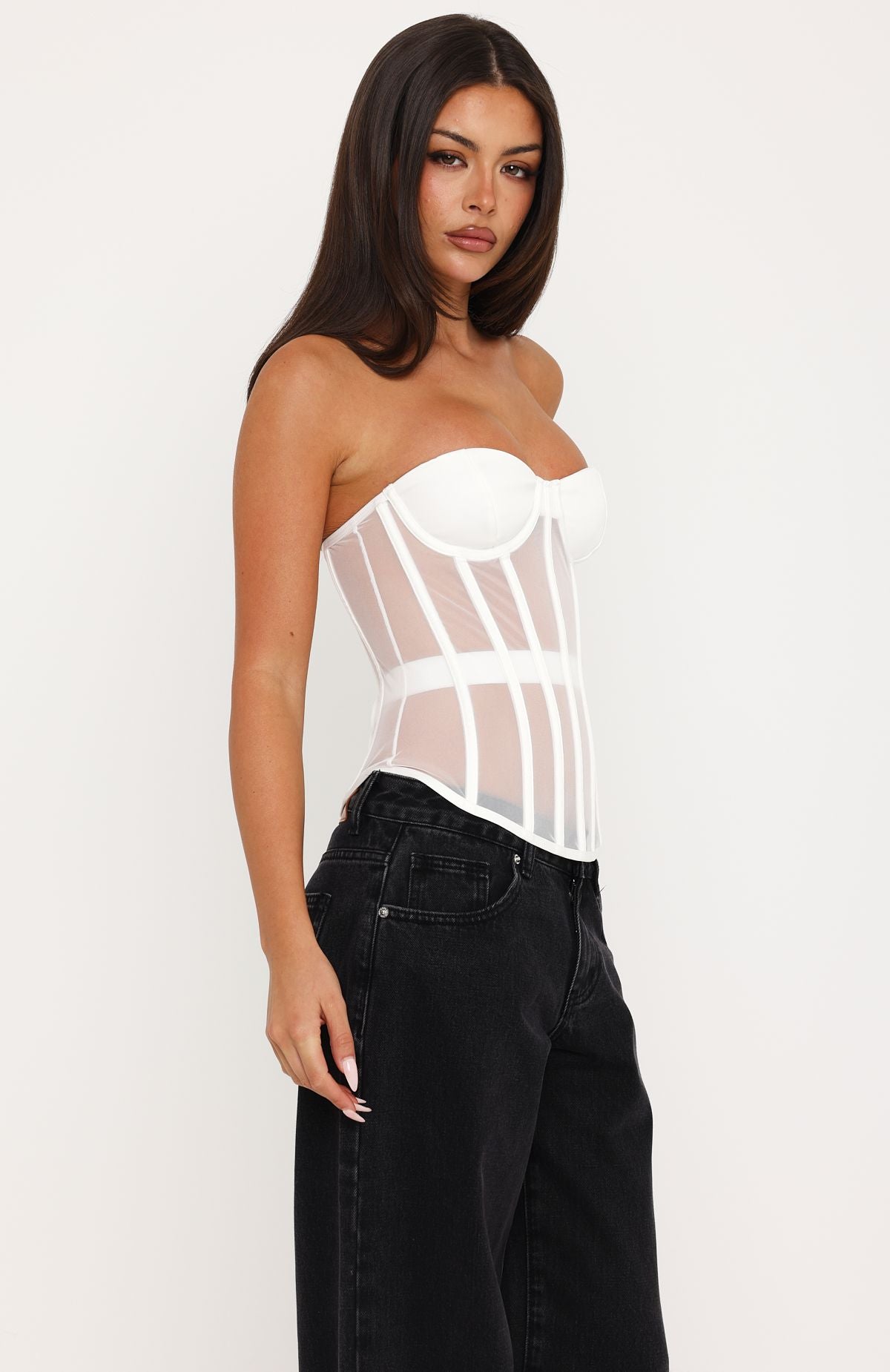 Trending Just A Peek Strapless Bustier White