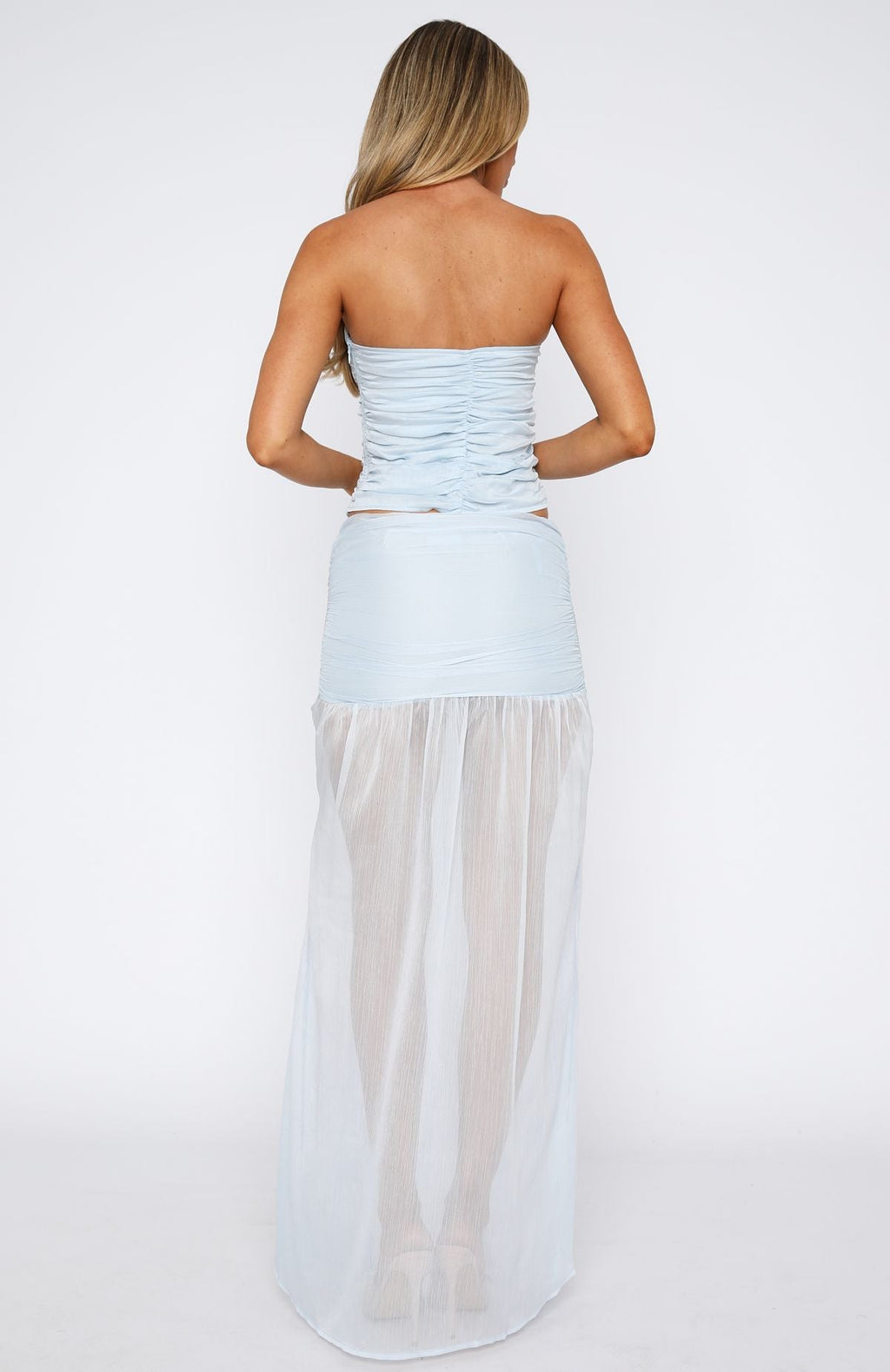 Trending On Stage Maxi Skirt Sky