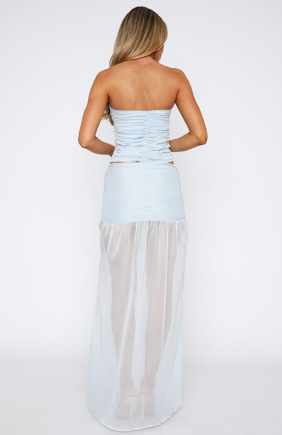 Trending On Stage Maxi Skirt Sky