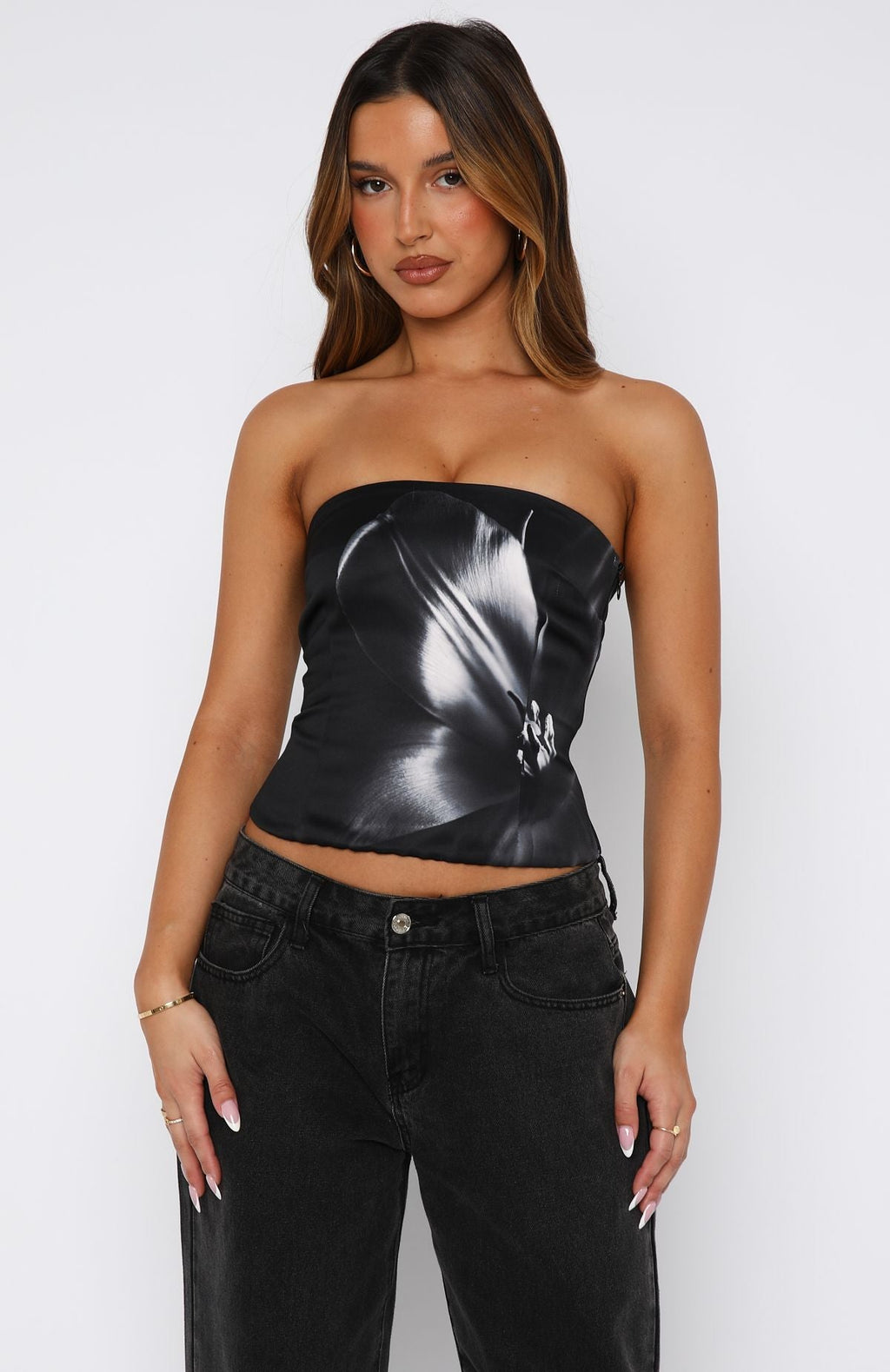 Trending Ill Be Alright Strapless Bustier Midnight Twist