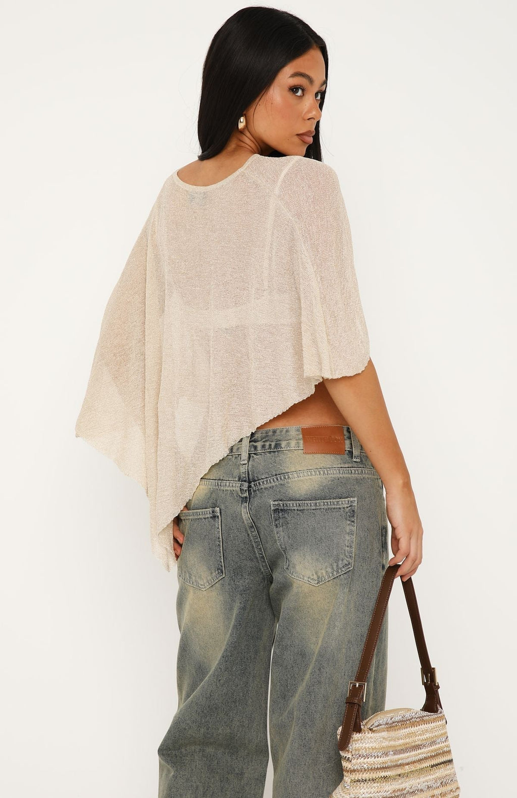 Trending Shes Thriving Poncho Top Champagne
