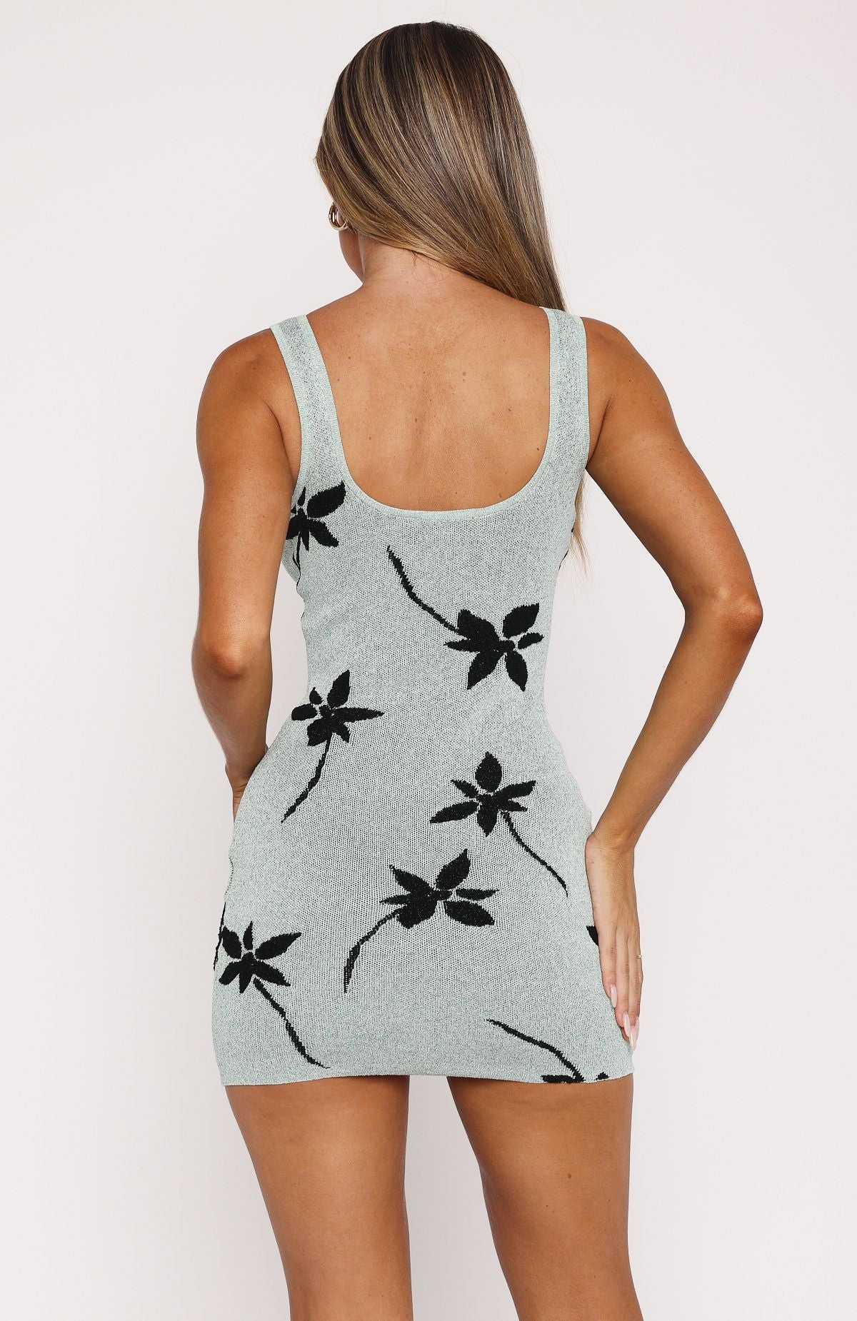 Trending Sheer Bliss Knit Mini Dress Mint
