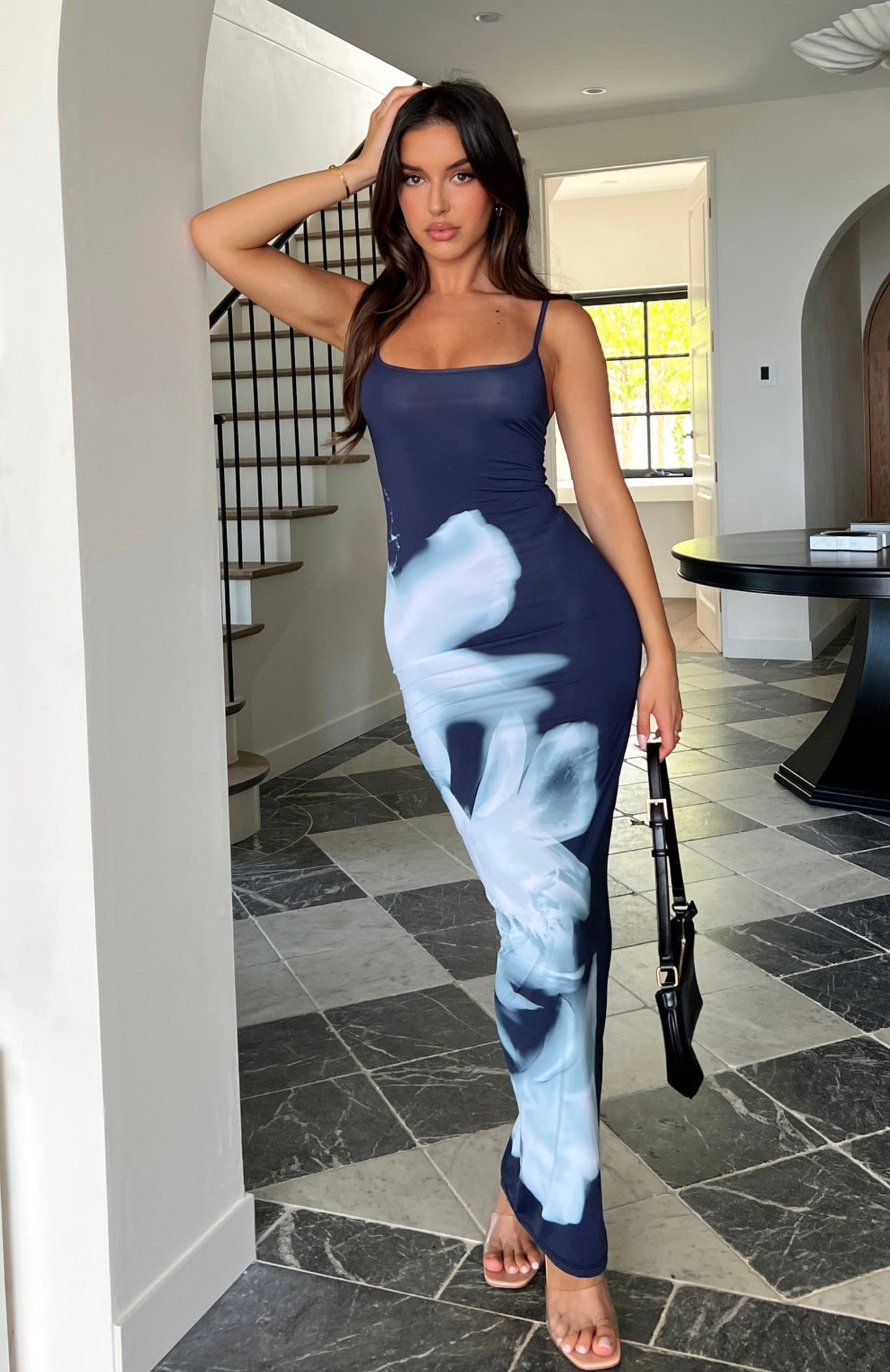Trending Feeling The Heat Maxi Dress Greyscale Floral