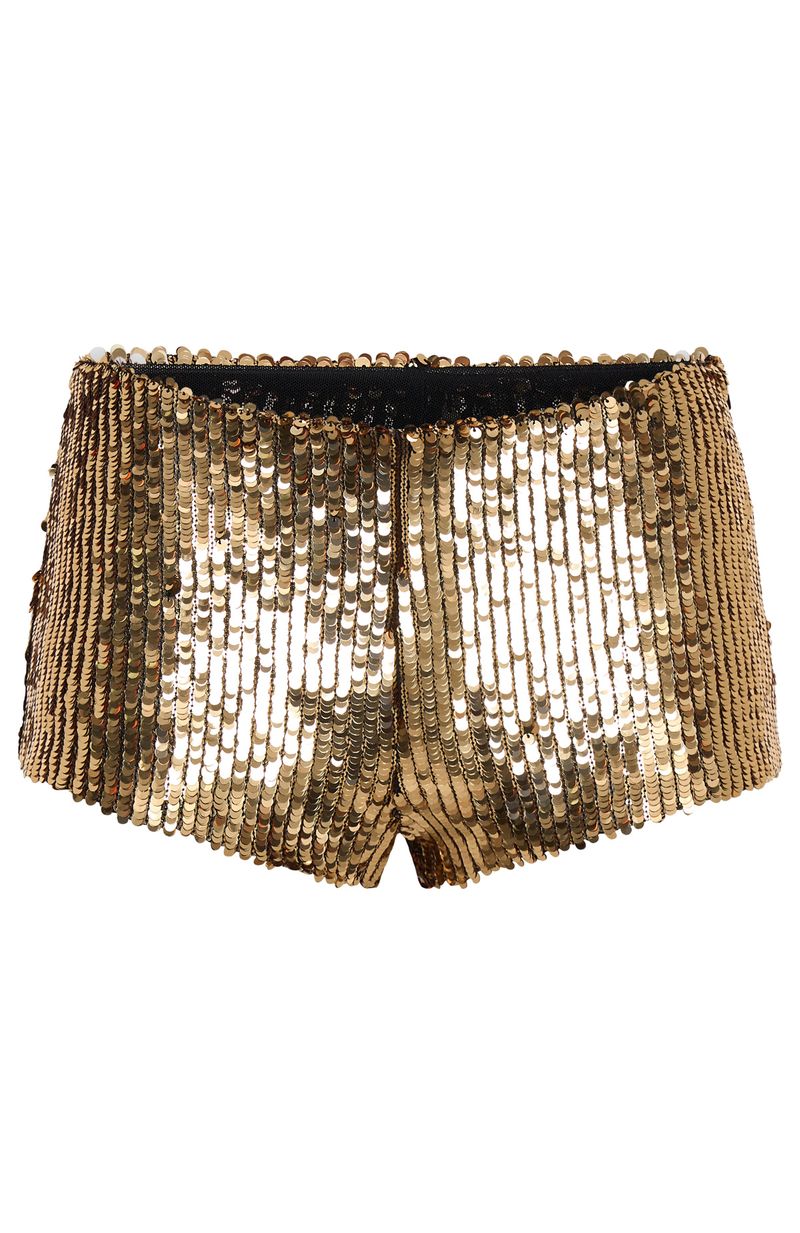 Trending Bold Moves Sequin Shorts Gold