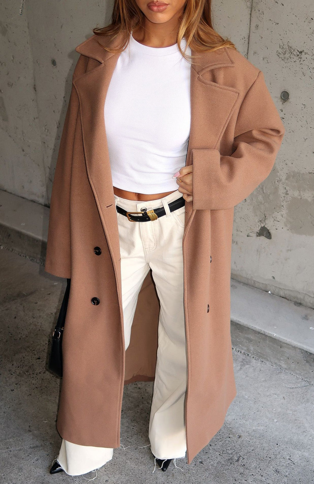 Trending Modern Edge Oversized Coat Caramel
