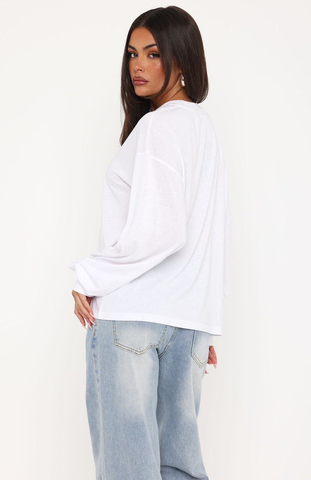 Trending Comfy Girl Oversized Long Sleeve Tee White