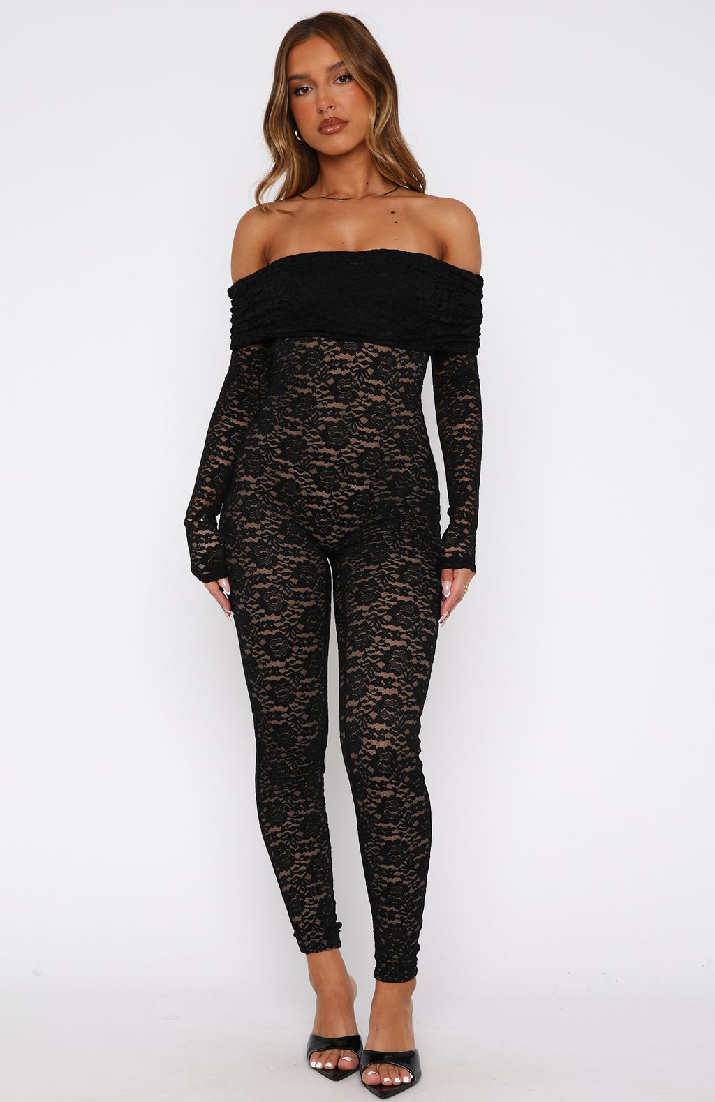Trending Evening Soiree Long Sleeve Jumpsuit Black