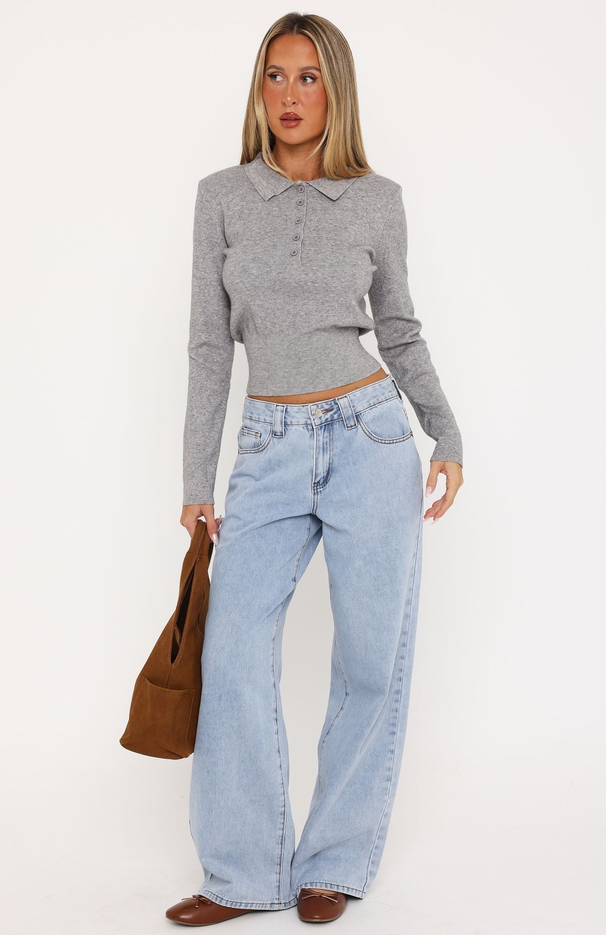 Trending Hard To Impress Long Sleeve Knit Top Grey Marle