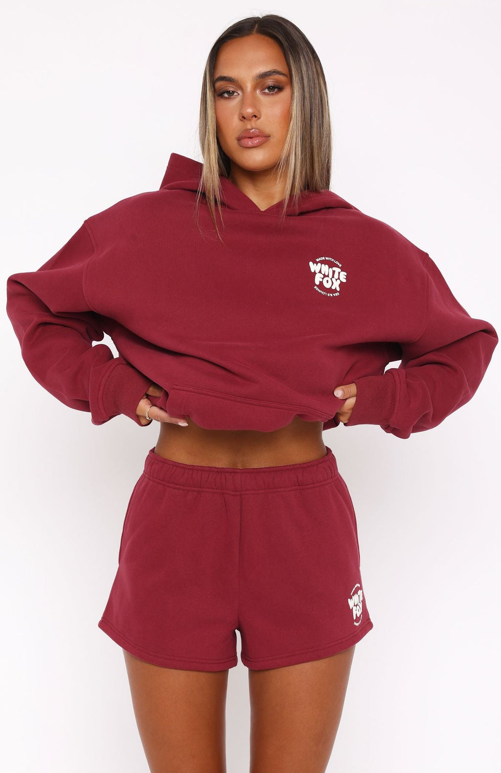 Trending With Love For You Lounge Shorts Burgundy