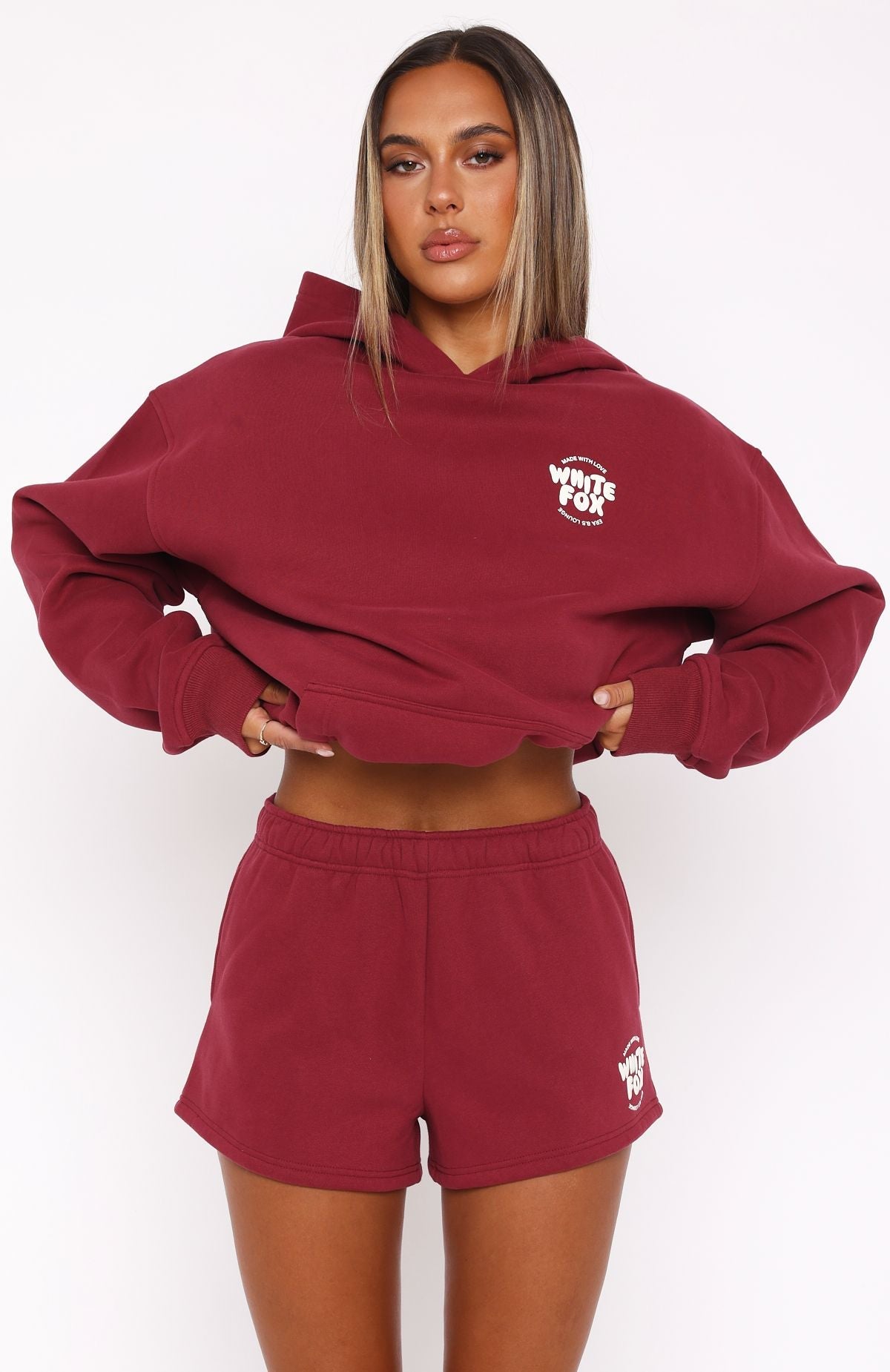 Trending With Love For You Lounge Shorts Burgundy