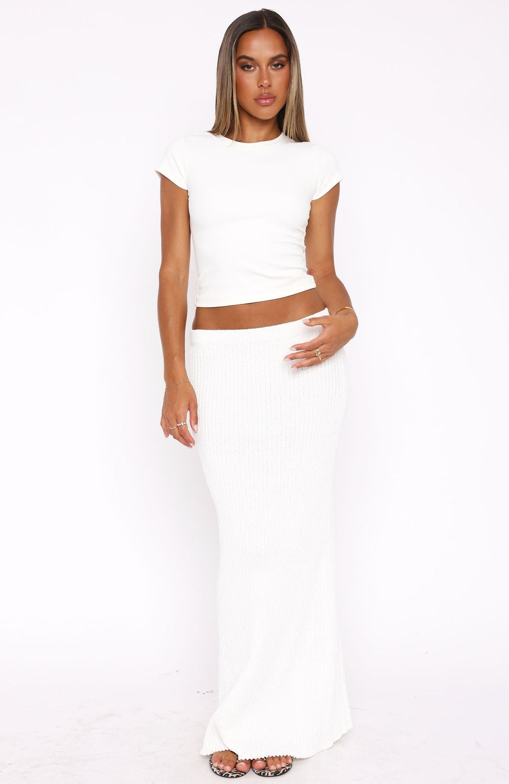 Trending Millionaire Knit Maxi Skirt White