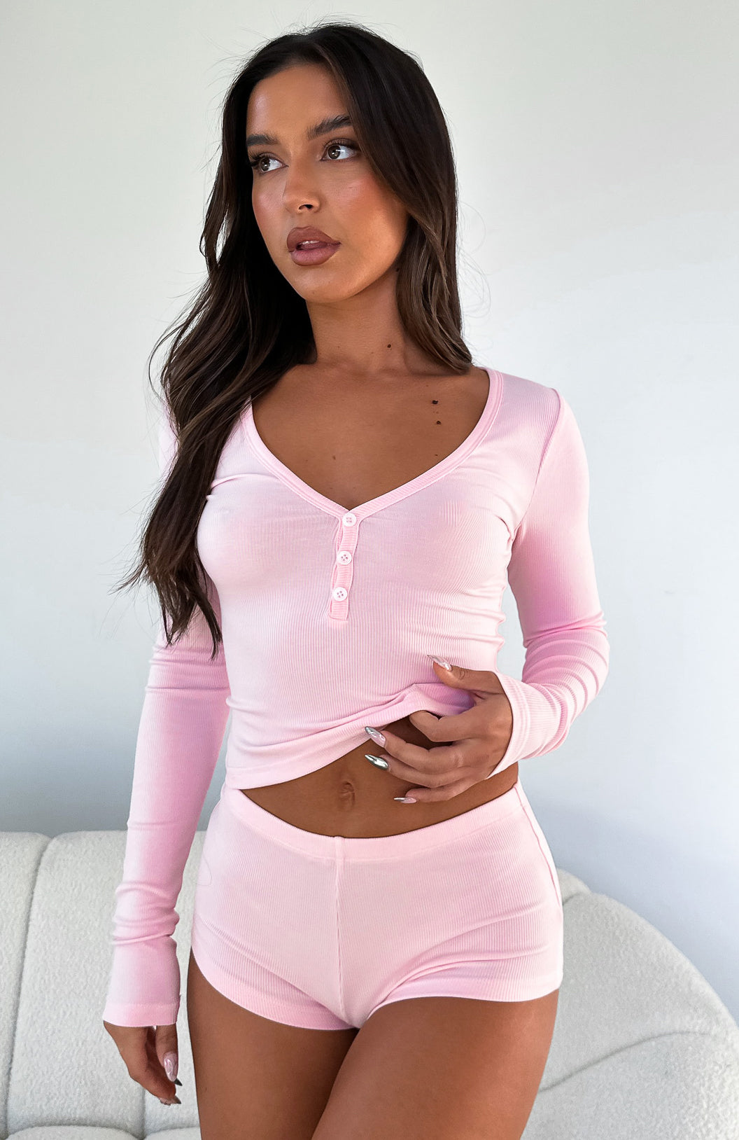 Trending Girl Talk Pyjama Set Baby Pink