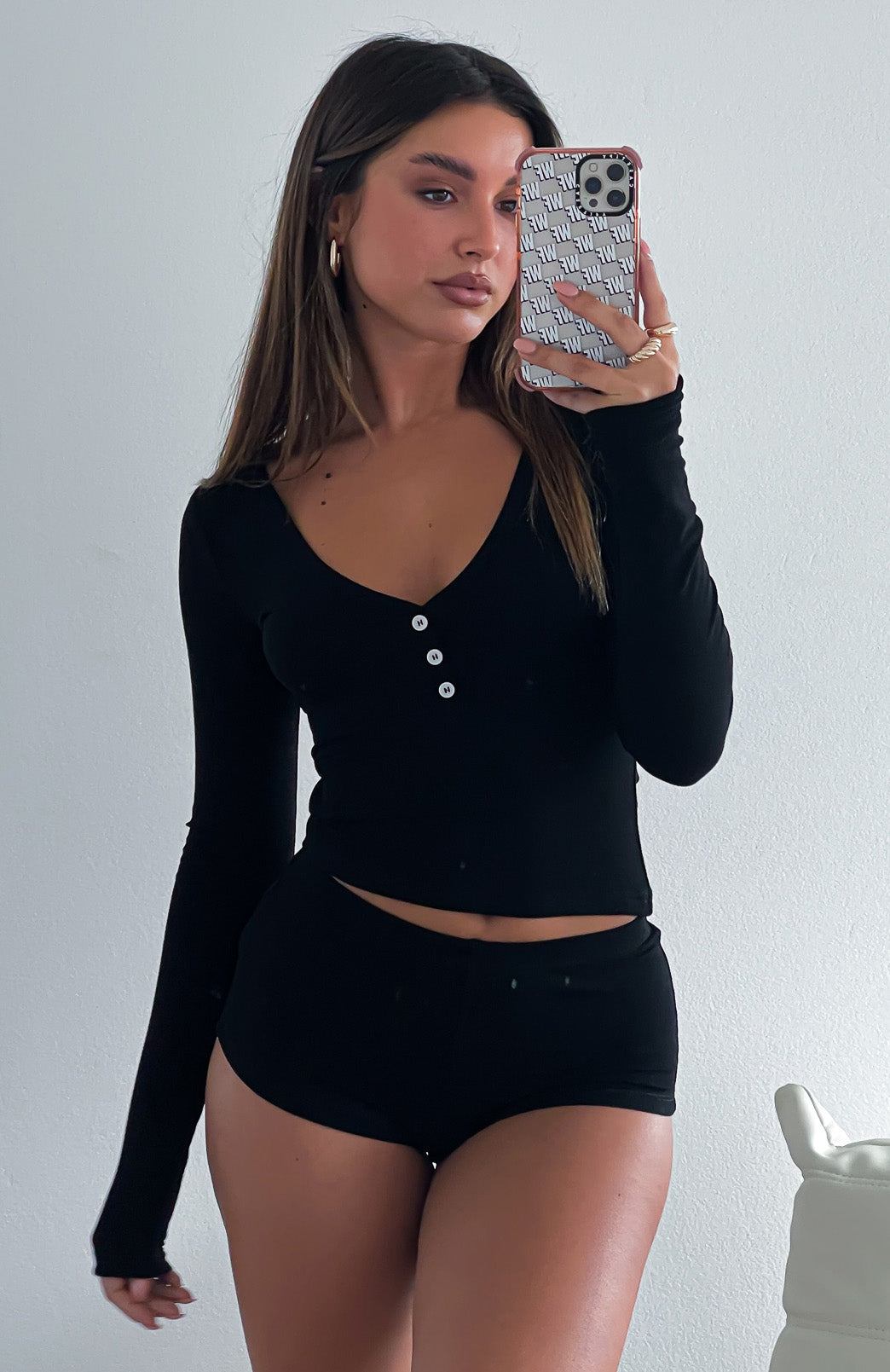 Trending Girl Talk Pyjama Set Black