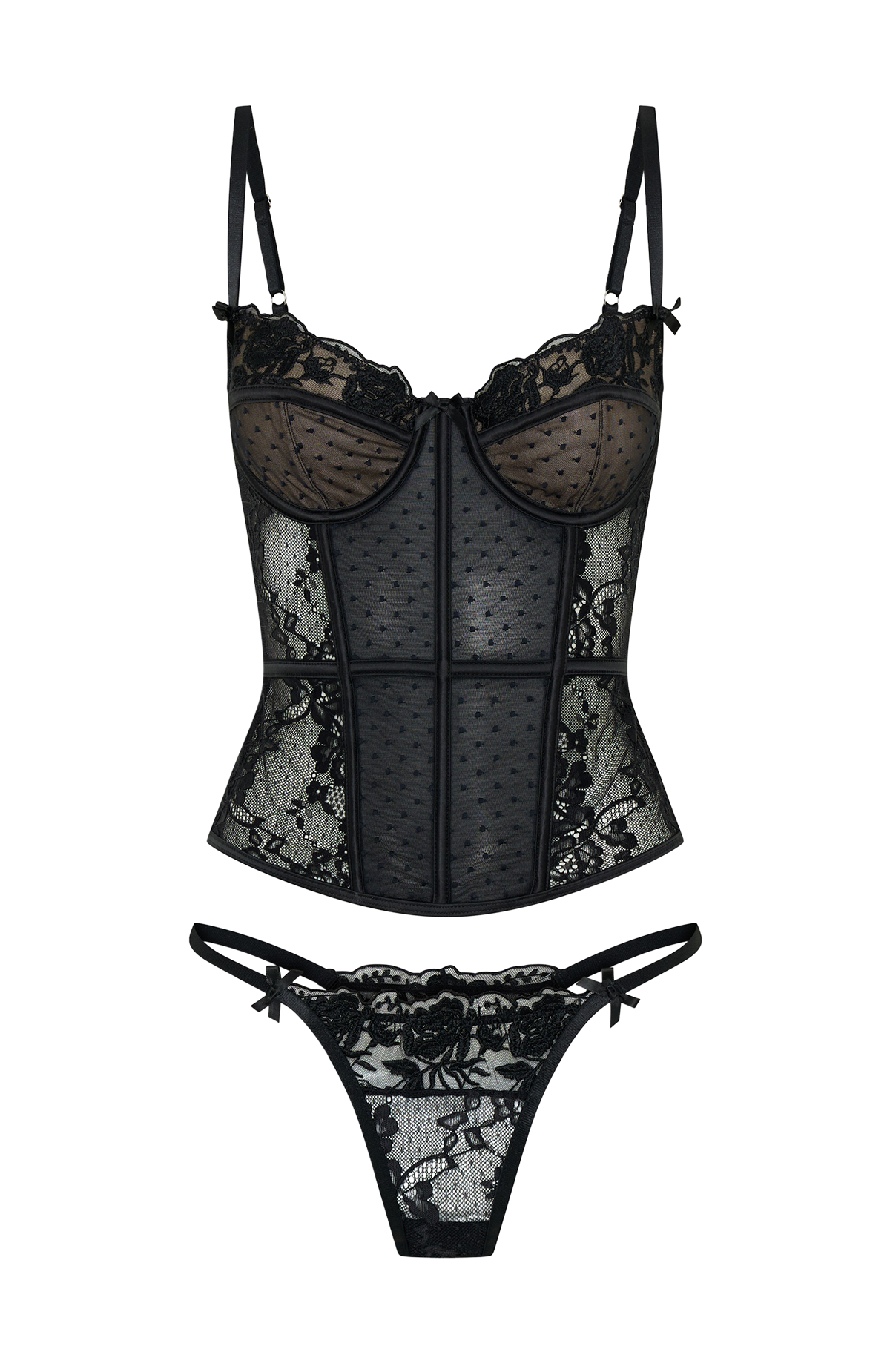 Trending Cherished Heart Lingerie Set Black