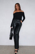 Trending Good Luck Guaranteed PU Pants Black