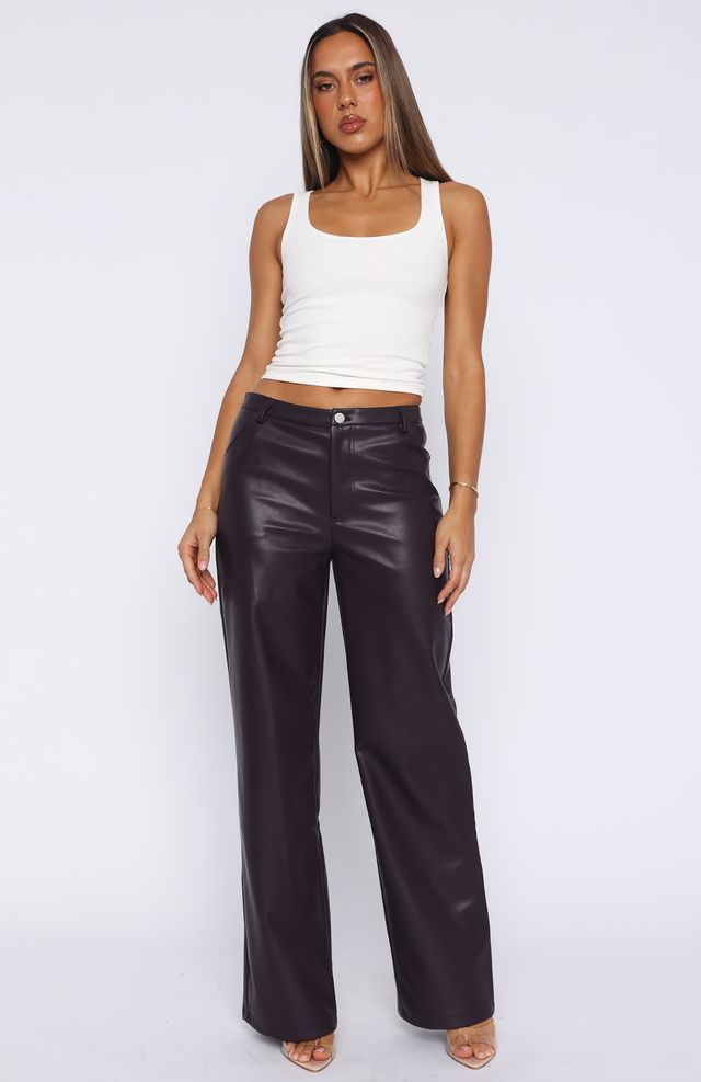 Trending Life Affair PU Pants Deep Mauve