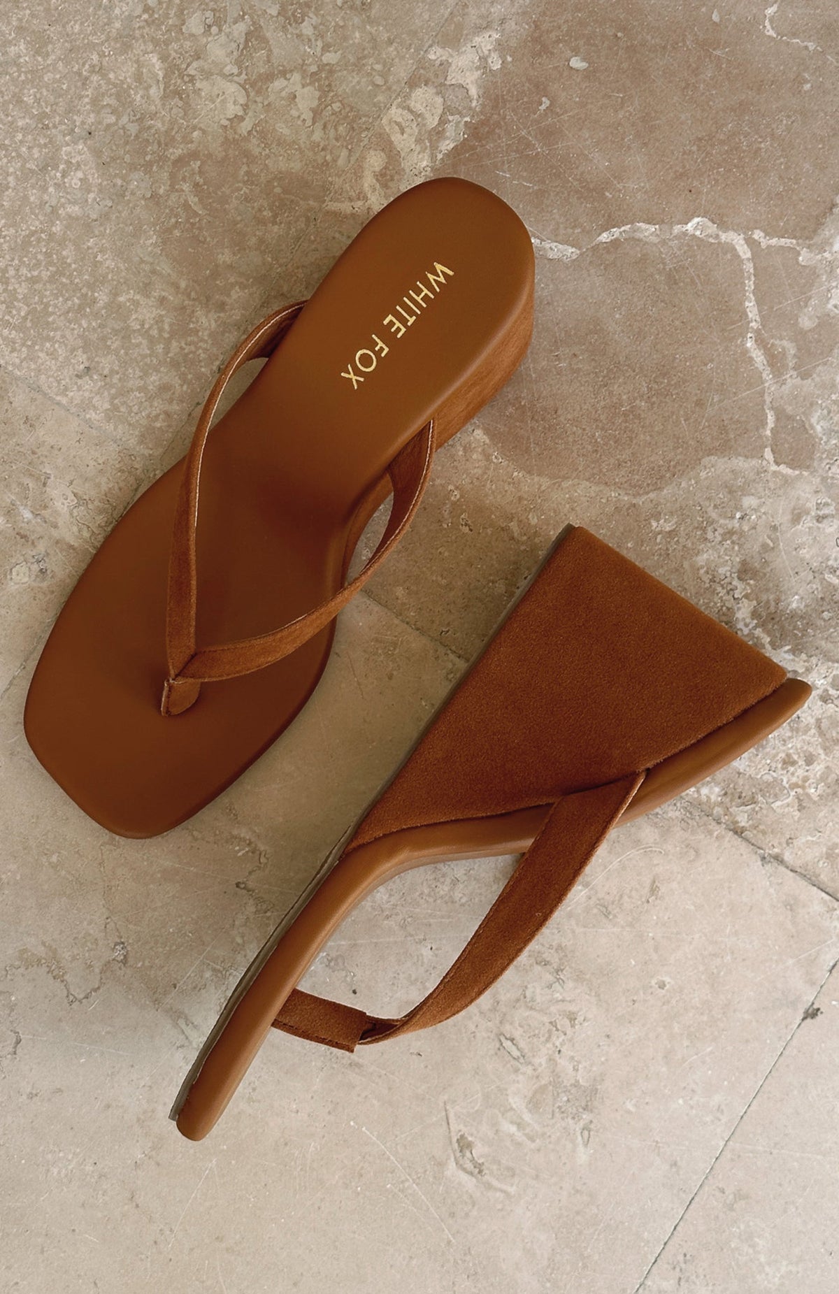 Trending Grace Wedge Caramel Faux Suede