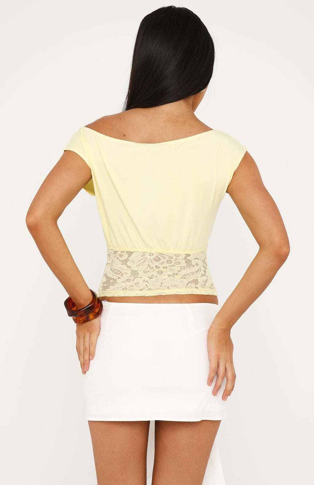 Trending Mesmerised Eyes Off Shoulder Top Lemon