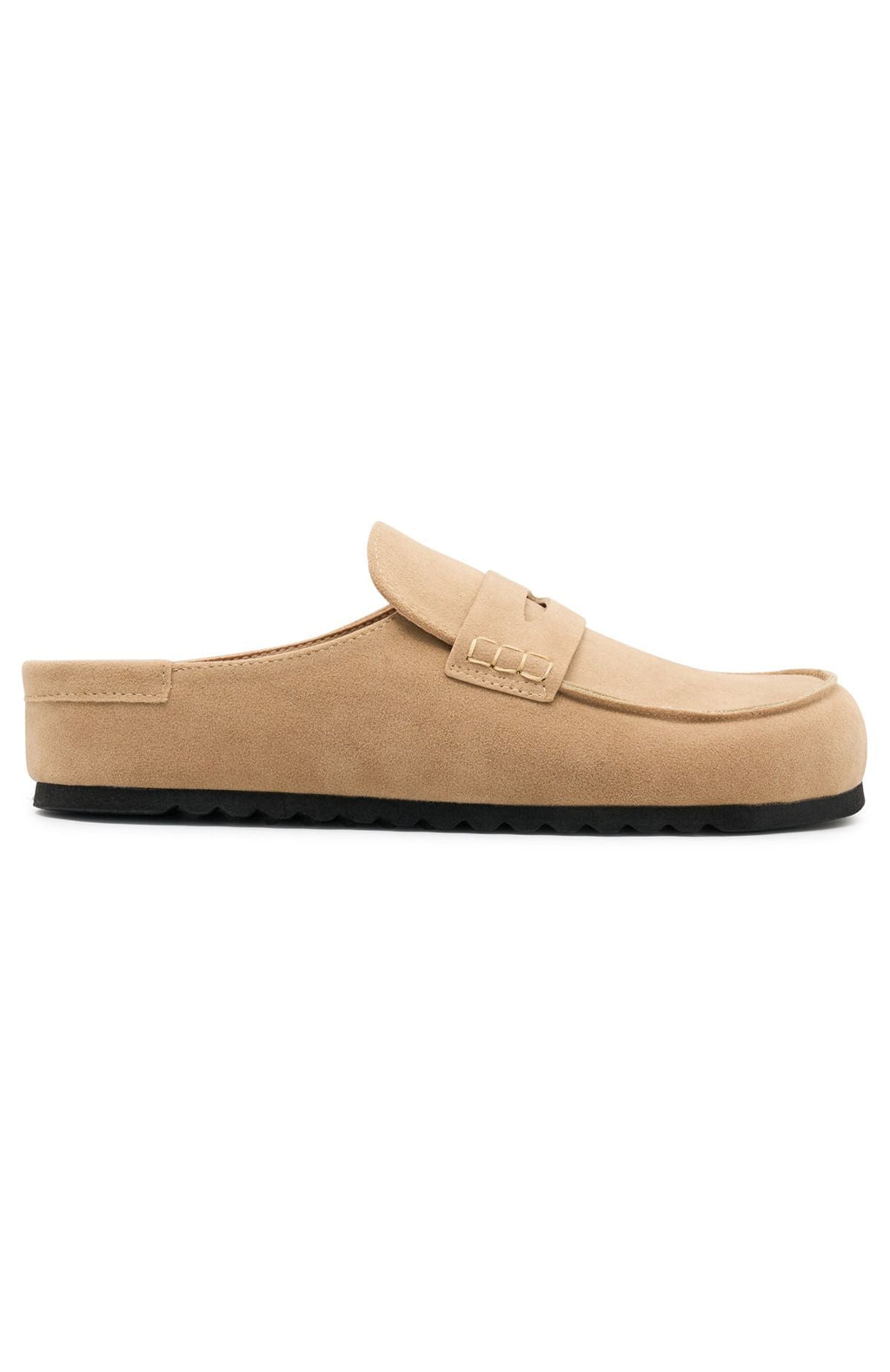 Trending Cayson Loafer Slides Taupe Faux Suede