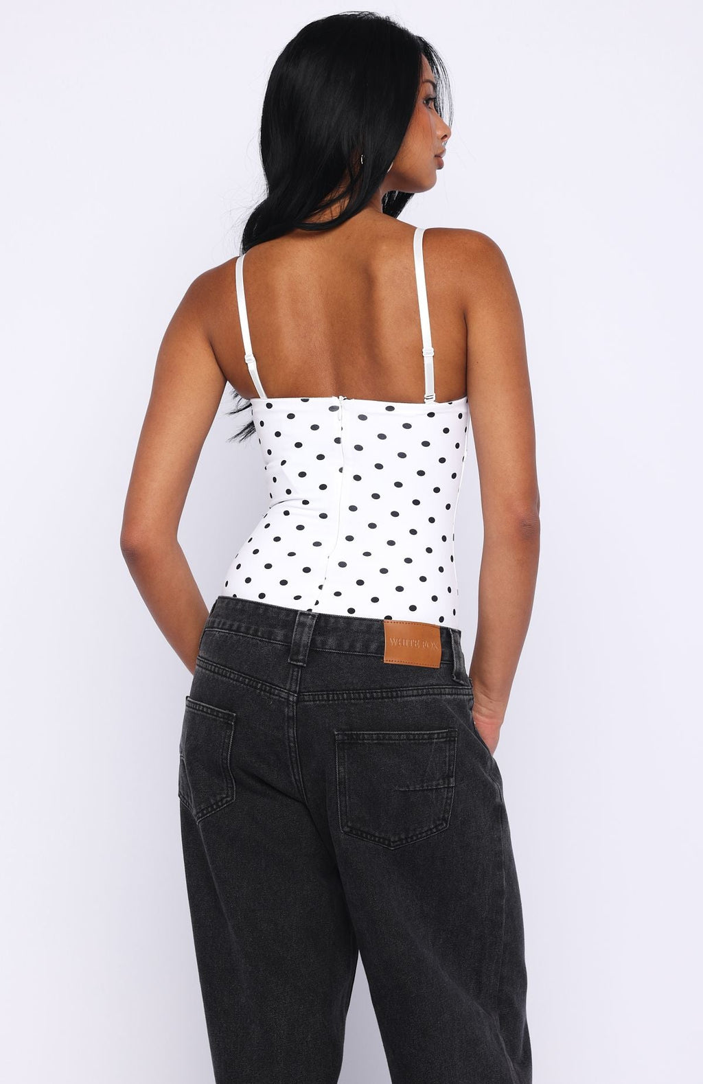 Trending Stuck To You Bodysuit WhiteBlack Polka Dot
