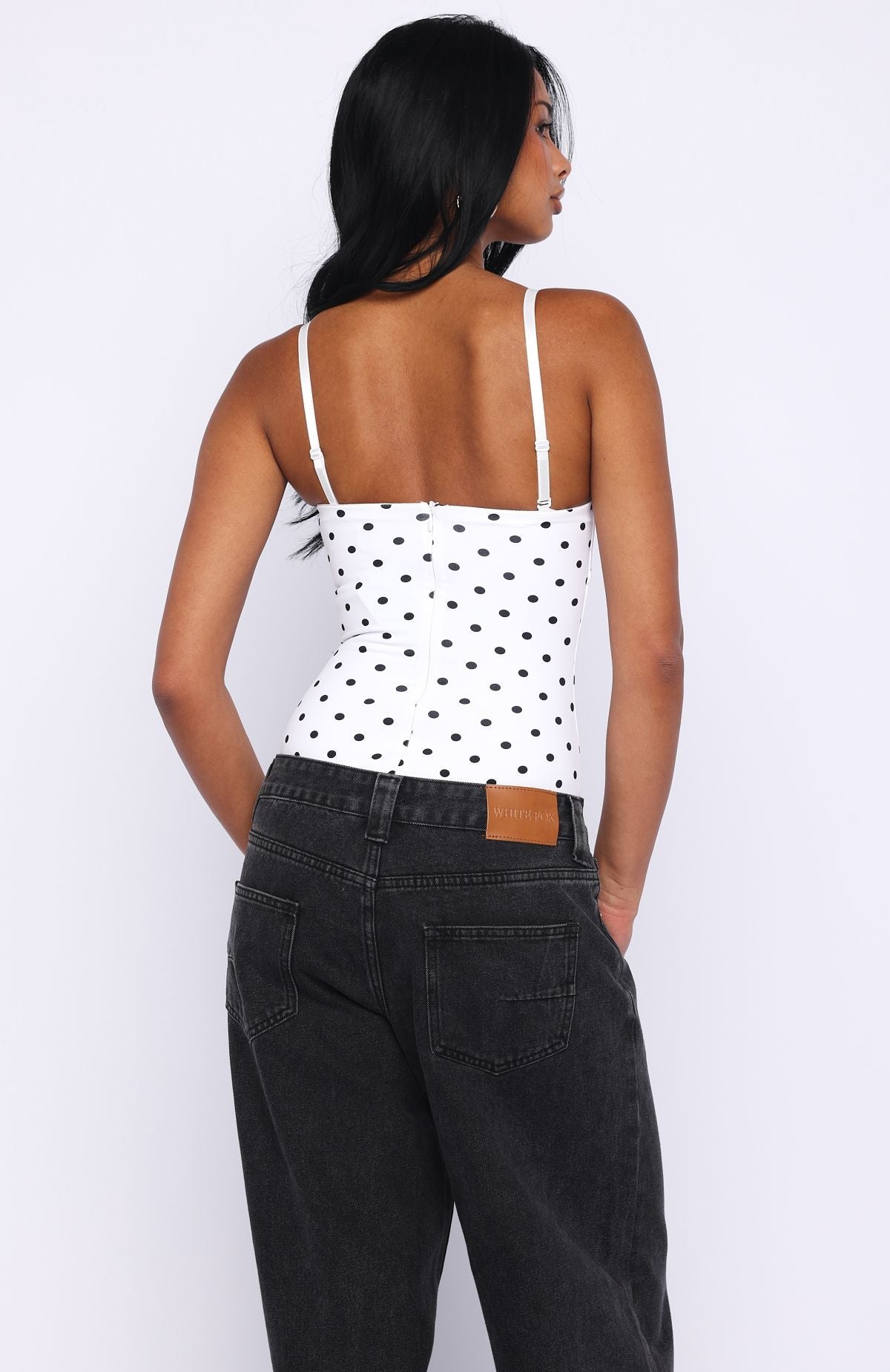 Trending Stuck To You Bodysuit WhiteBlack Polka Dot