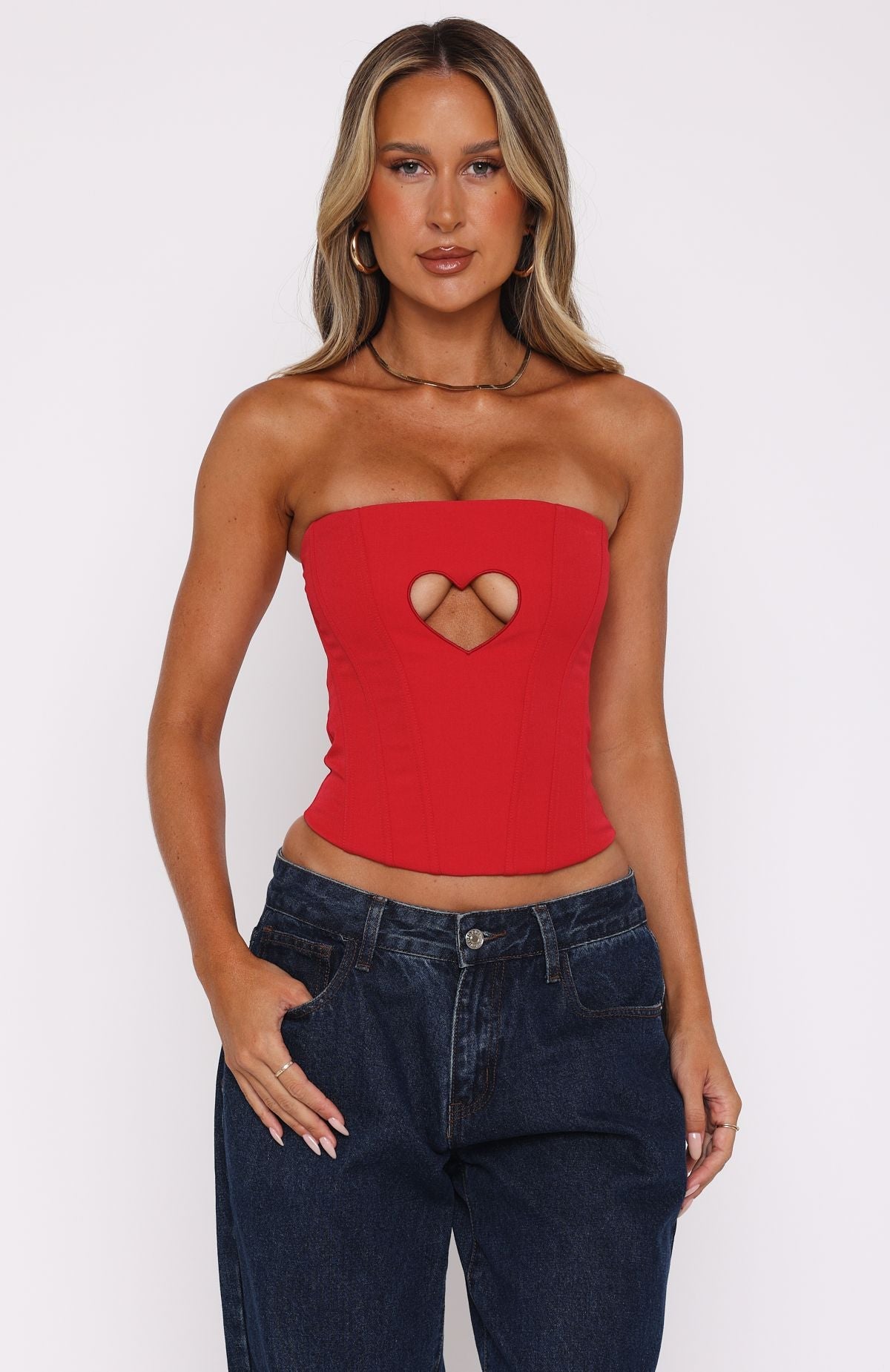 Trending Never Love Again Strapless Bustier Red