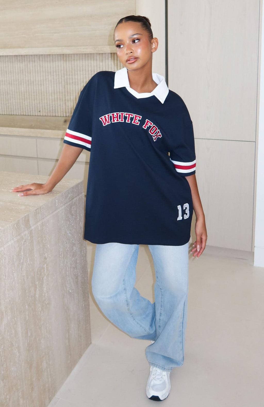 Trending Break It Up Oversized Jersey Navy