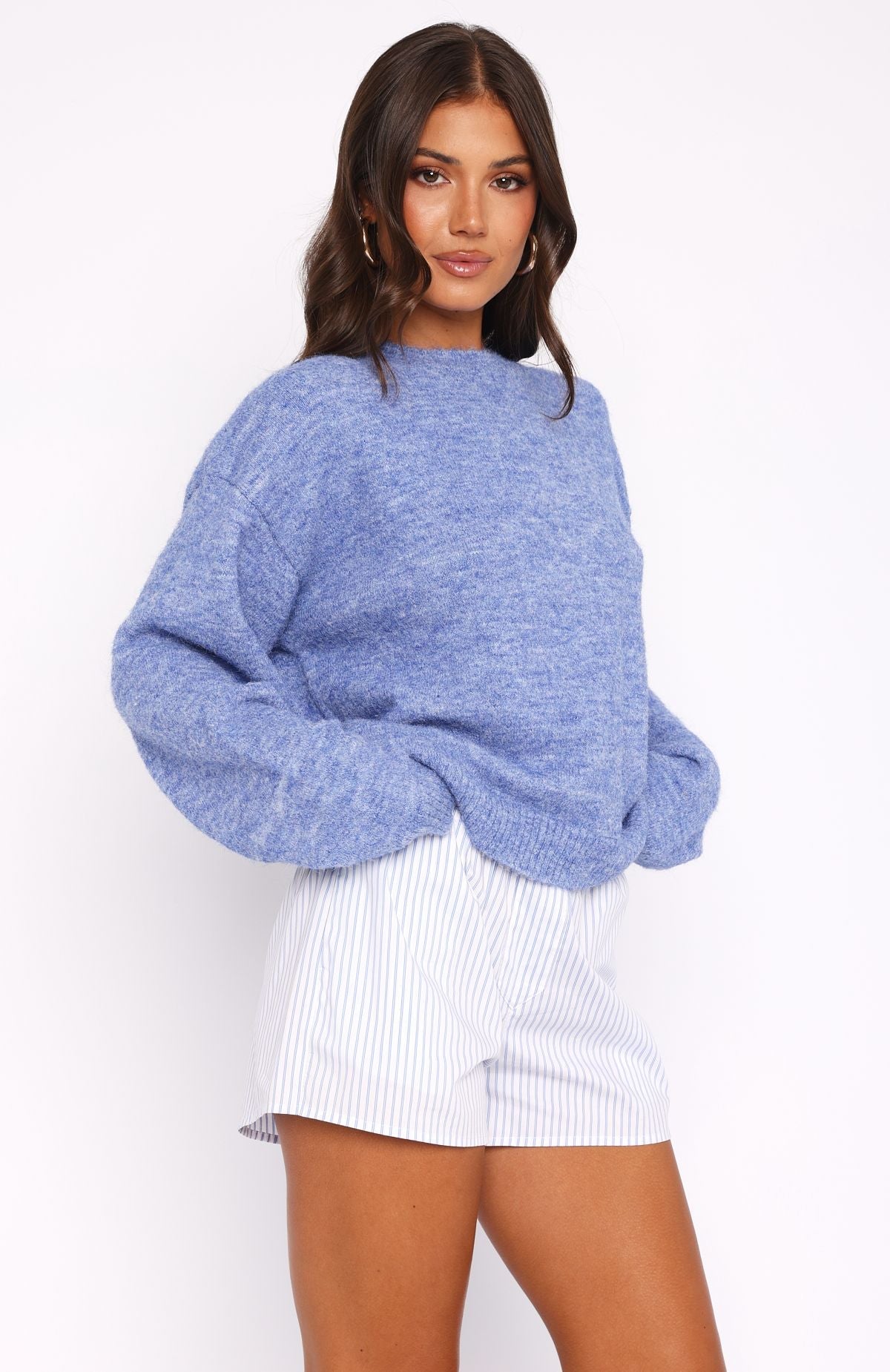 Trending Warm Whispers Knit Sweater Cornflower Blue