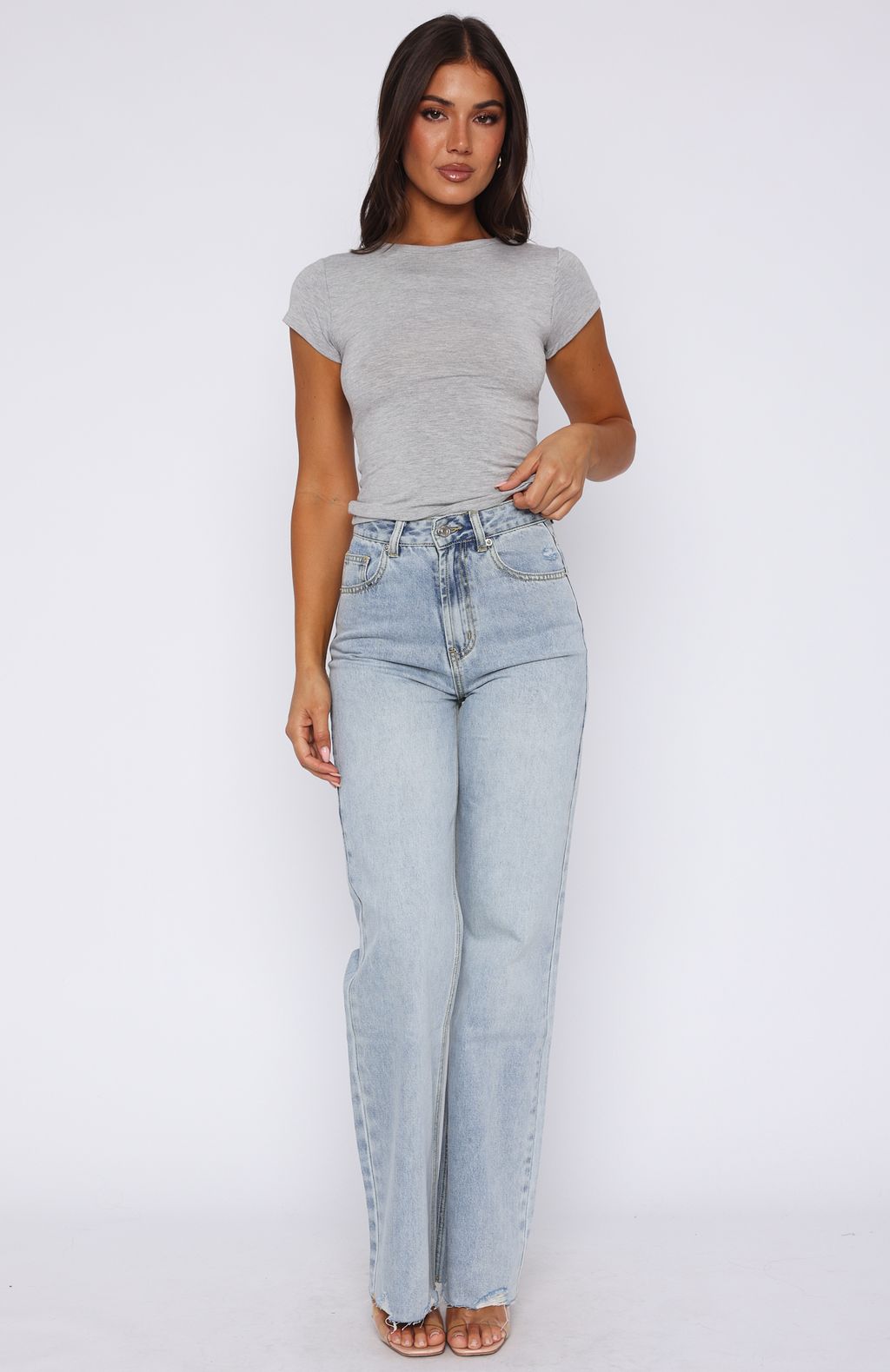 Trending Alana High Waisted Straight Leg Jeans Light Blue Wash