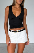 Trending Selfish Behaviour Linen Mini Skort White