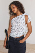 Trending See My Love Multi Way Scarf Top WhiteBlack Polka Dot