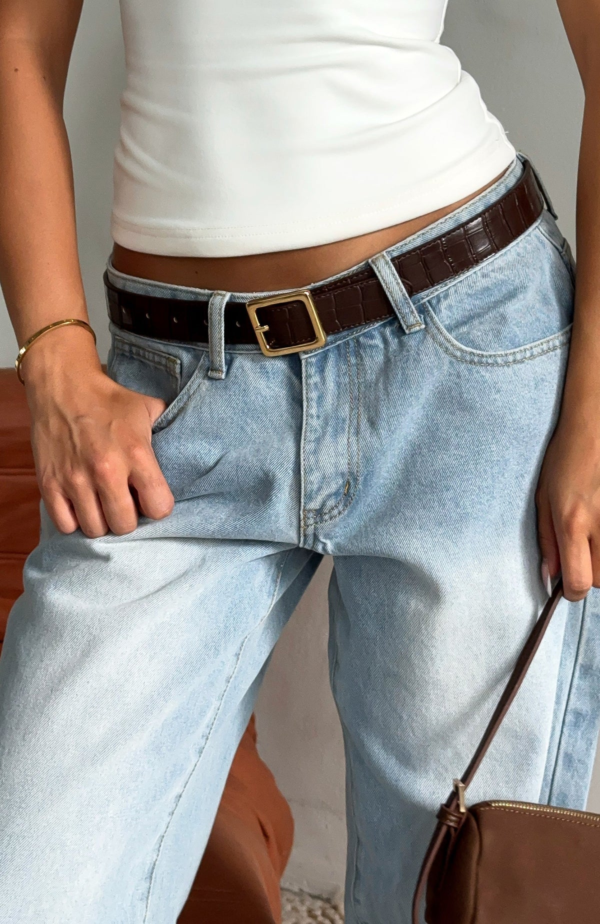 Trending Elvio Belt Chocolate Croc
