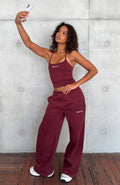 Trending Test Drive Wide Leg Sweatpants Dark Cherry
