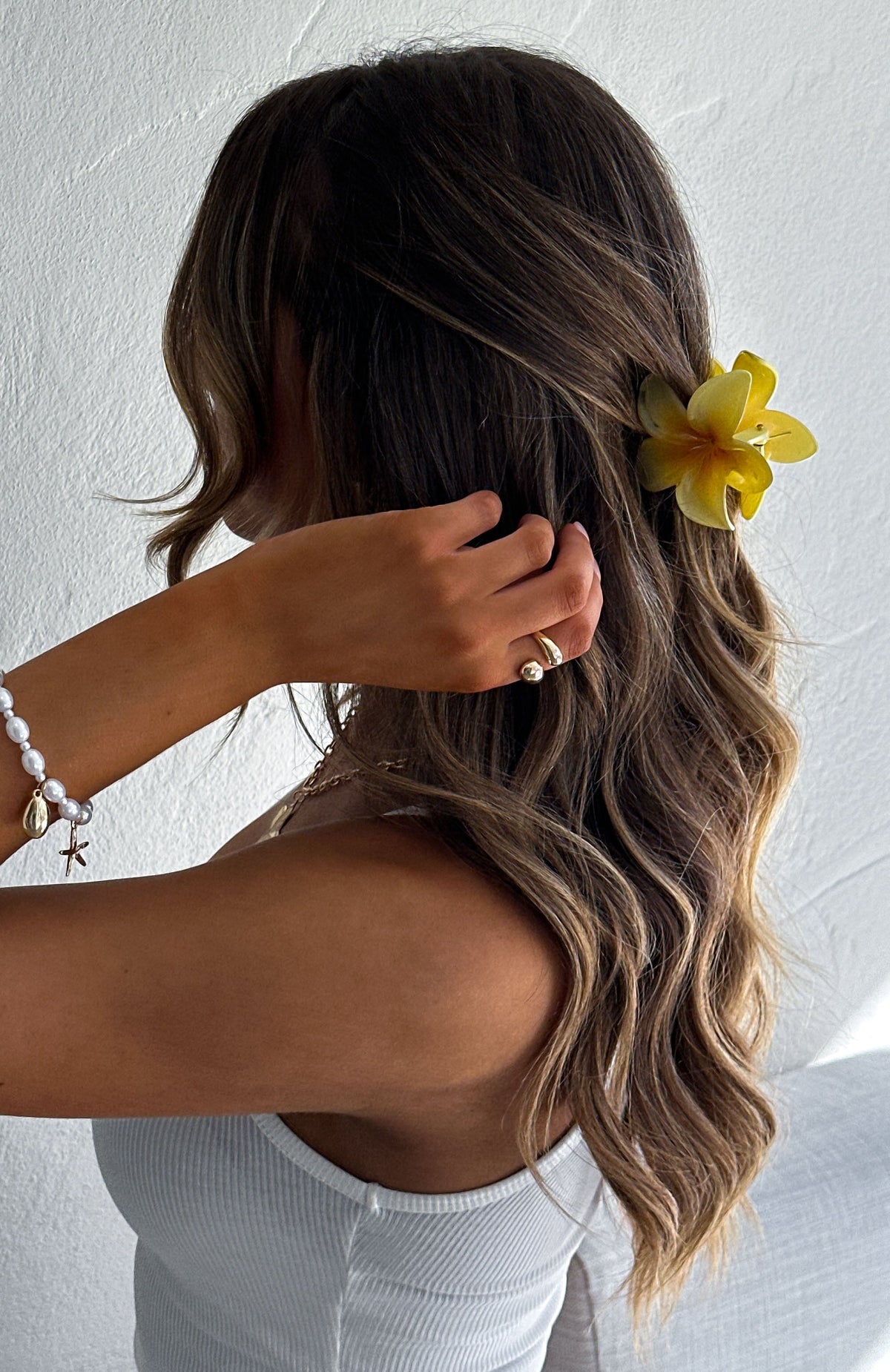 Trending Floral Charm Hair Clip Yellow