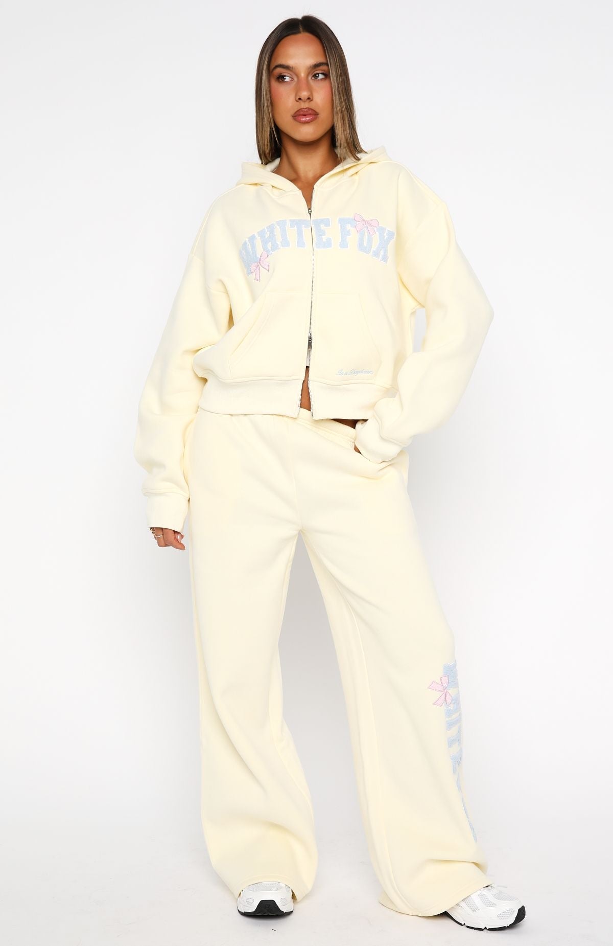 Trending Daydreamers Madeline Wide Leg Sweatpants Lemon