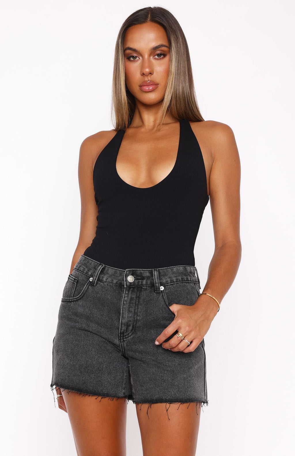 Trending Want To Be Me Halter Bodysuit Black