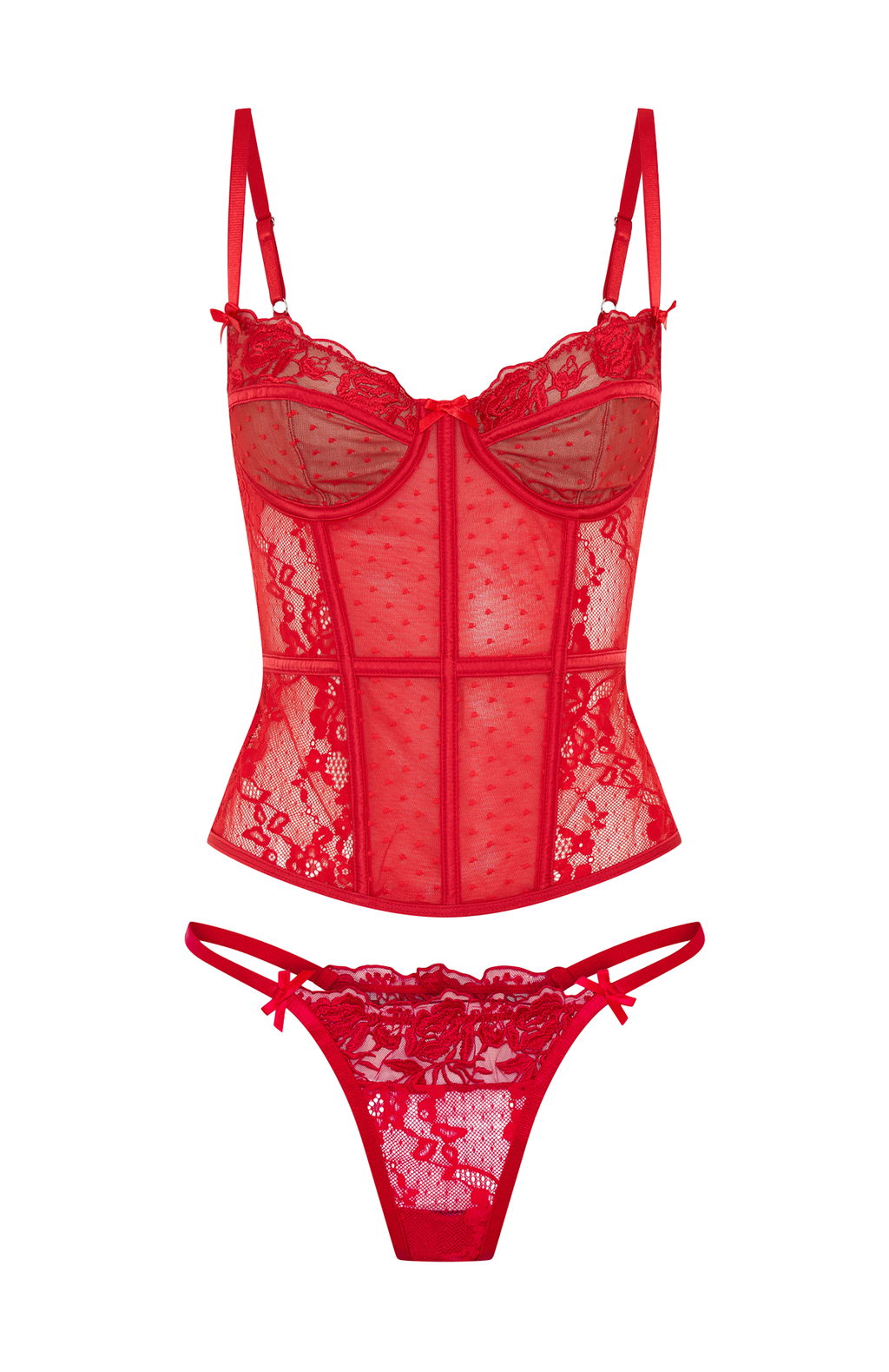 Trending Cherished Heart Lingerie Set Red