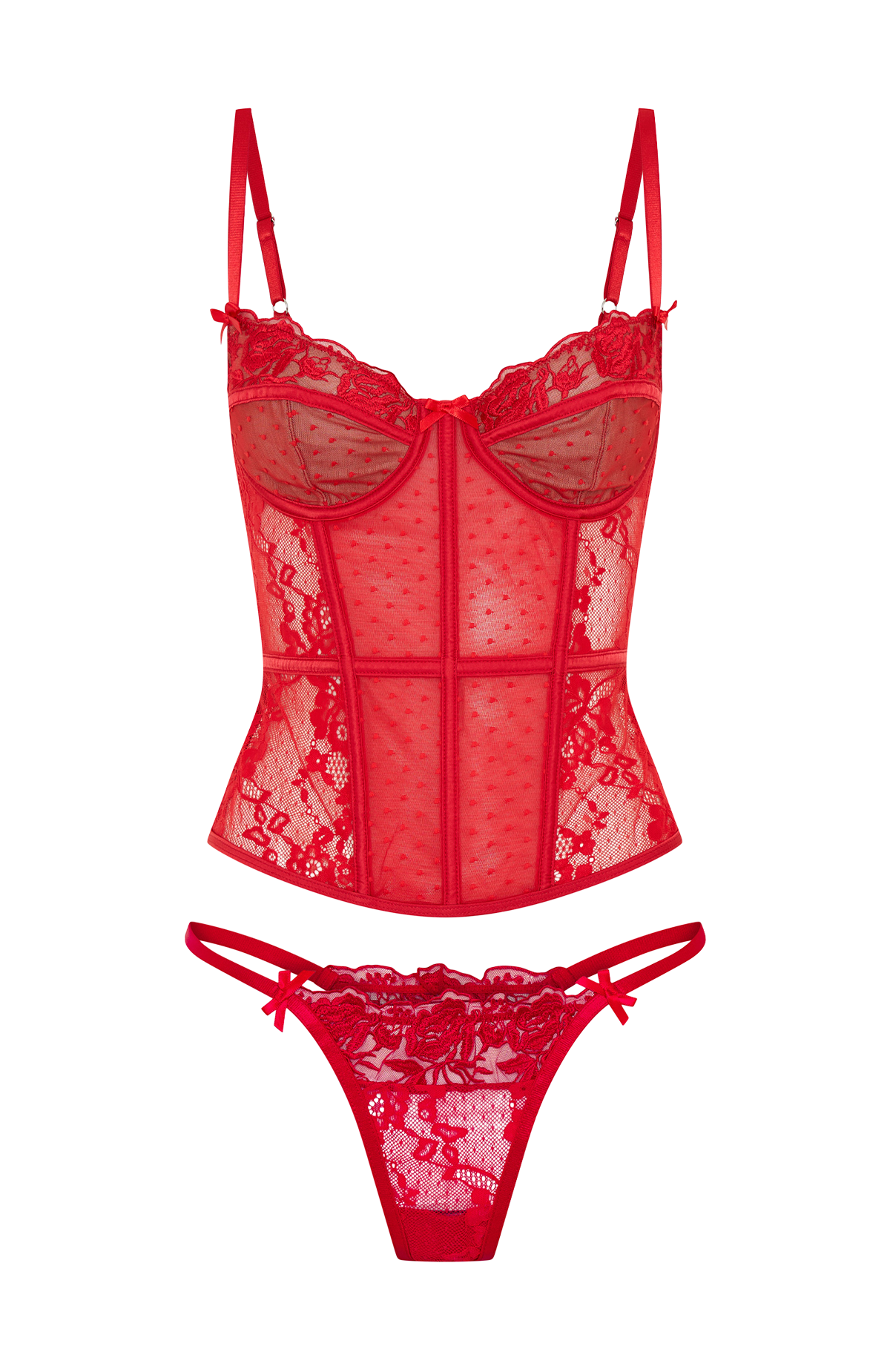 Trending Cherished Heart Lingerie Set Red