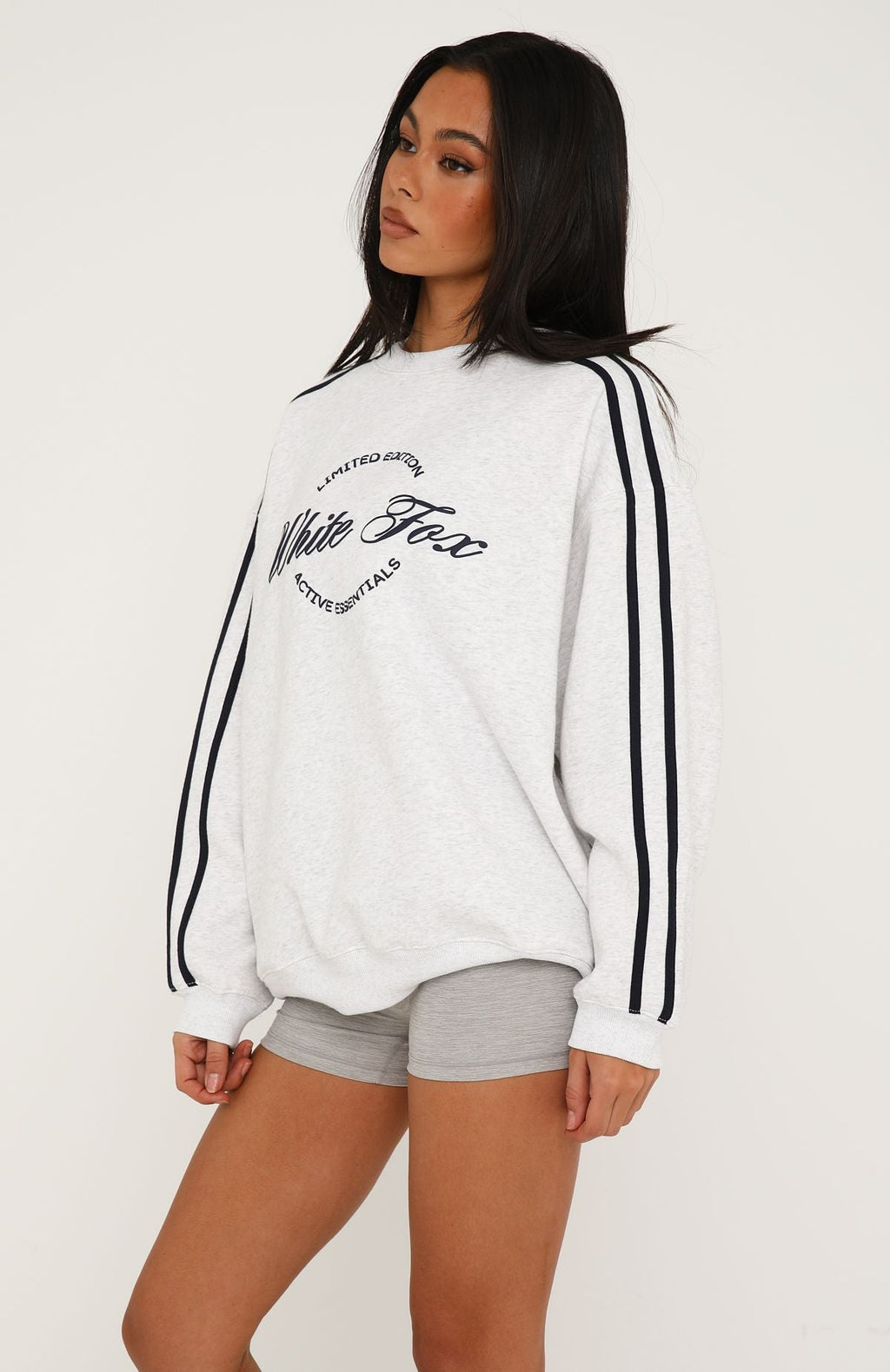 Trending Lights Are Shining Oversized Drop Shoulder Sweater Grey Marle