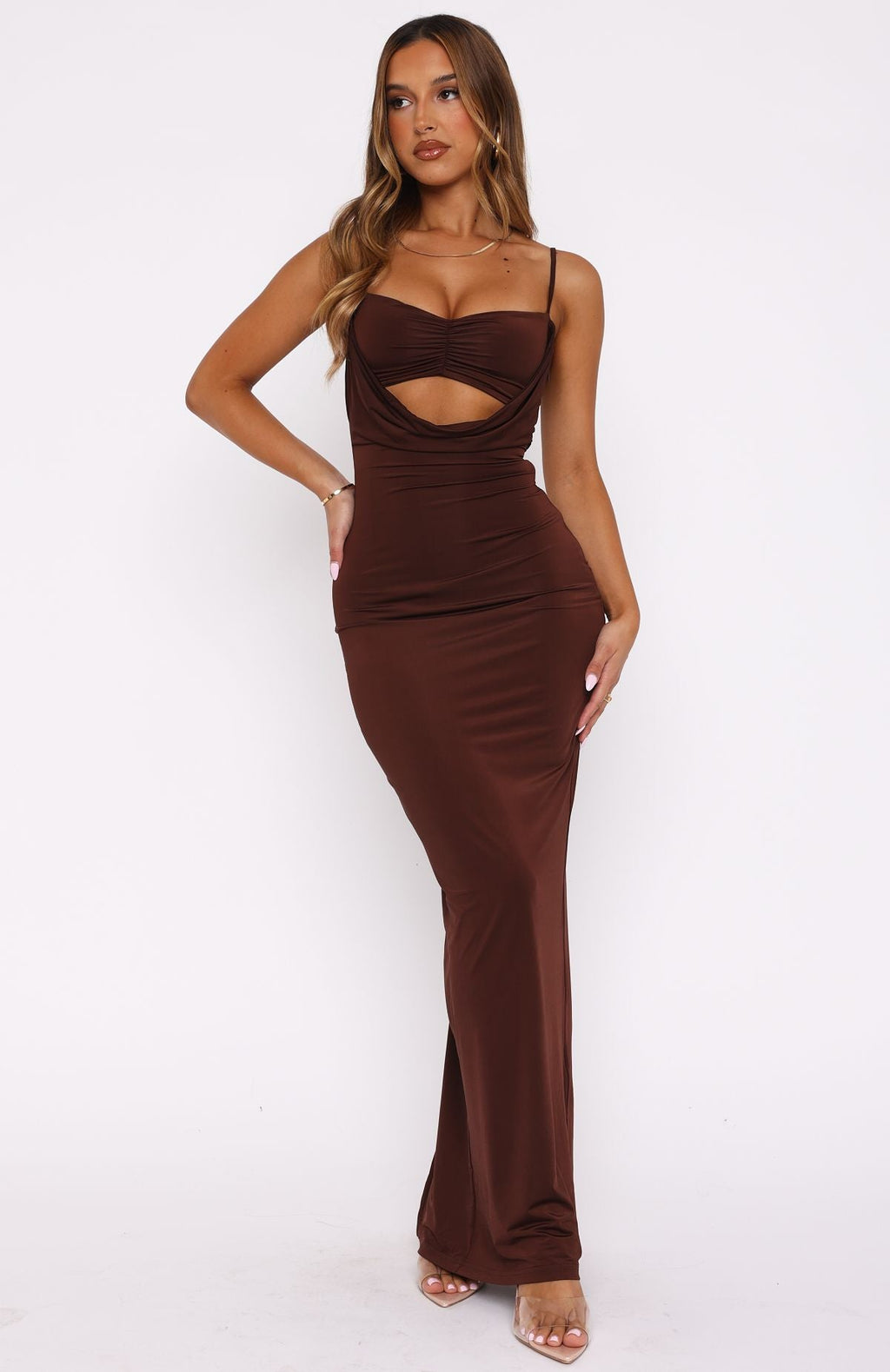Trending Hit The City Maxi Dress Chocolate