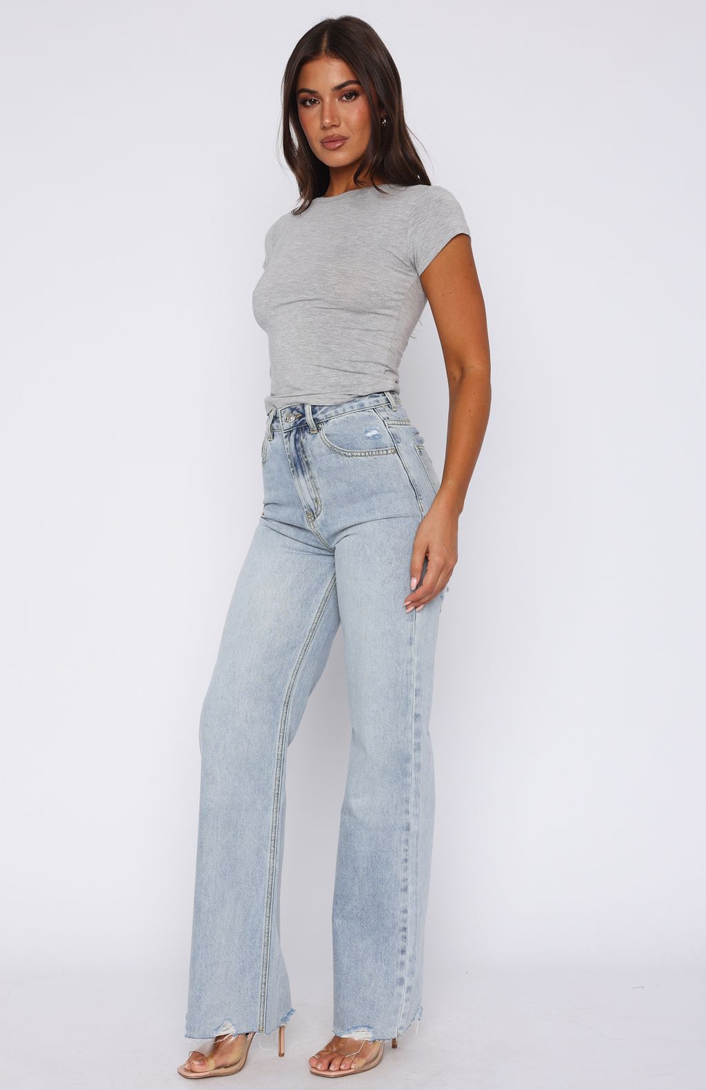 Trending Alana High Waisted Straight Leg Jeans Light Blue Wash