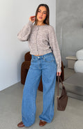 Trending Just My Type Mid Rise Wide Leg Jeans Classic Blue