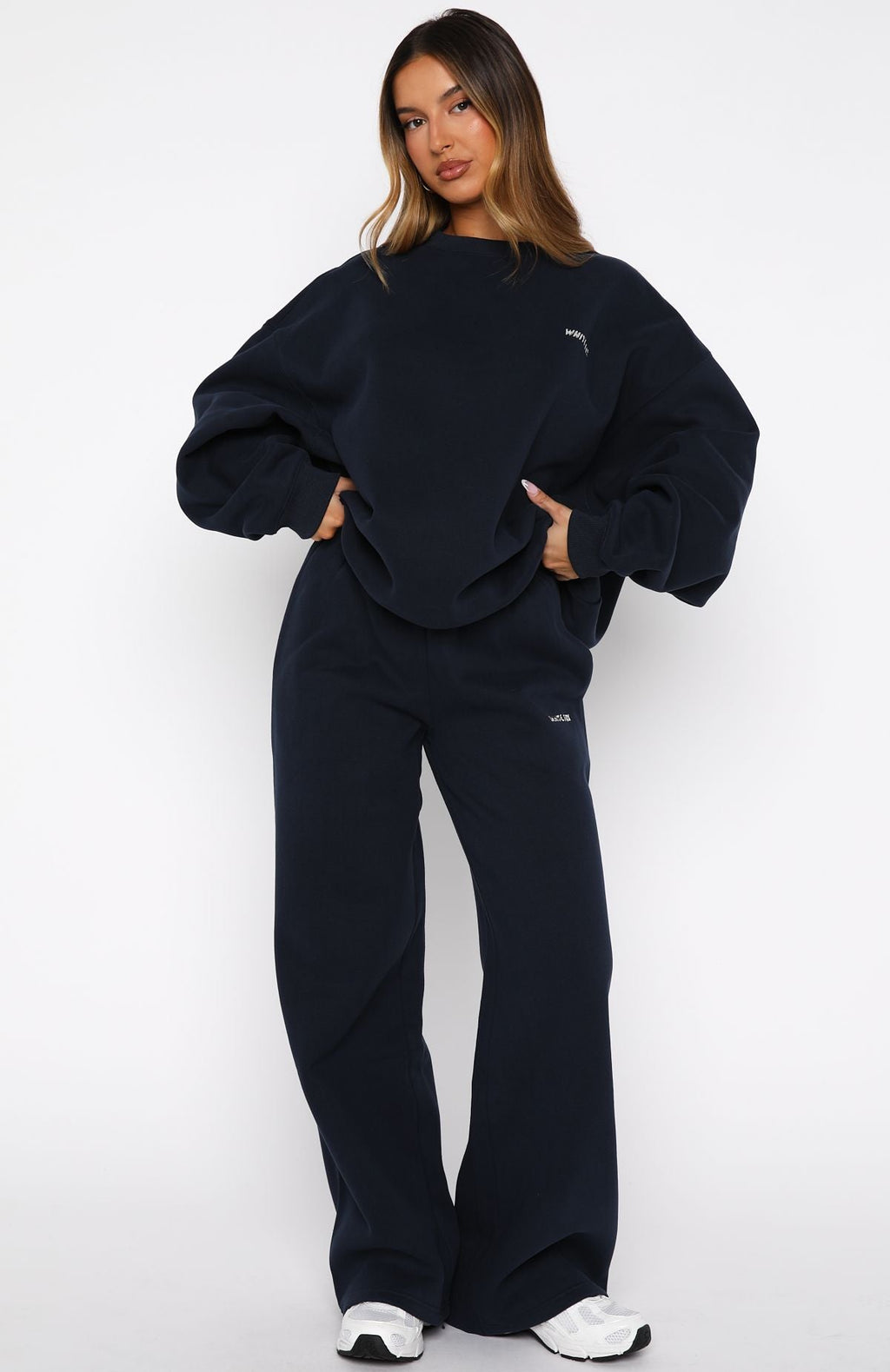 Trending Test Drive Wide Leg Sweatpants Dark Navy